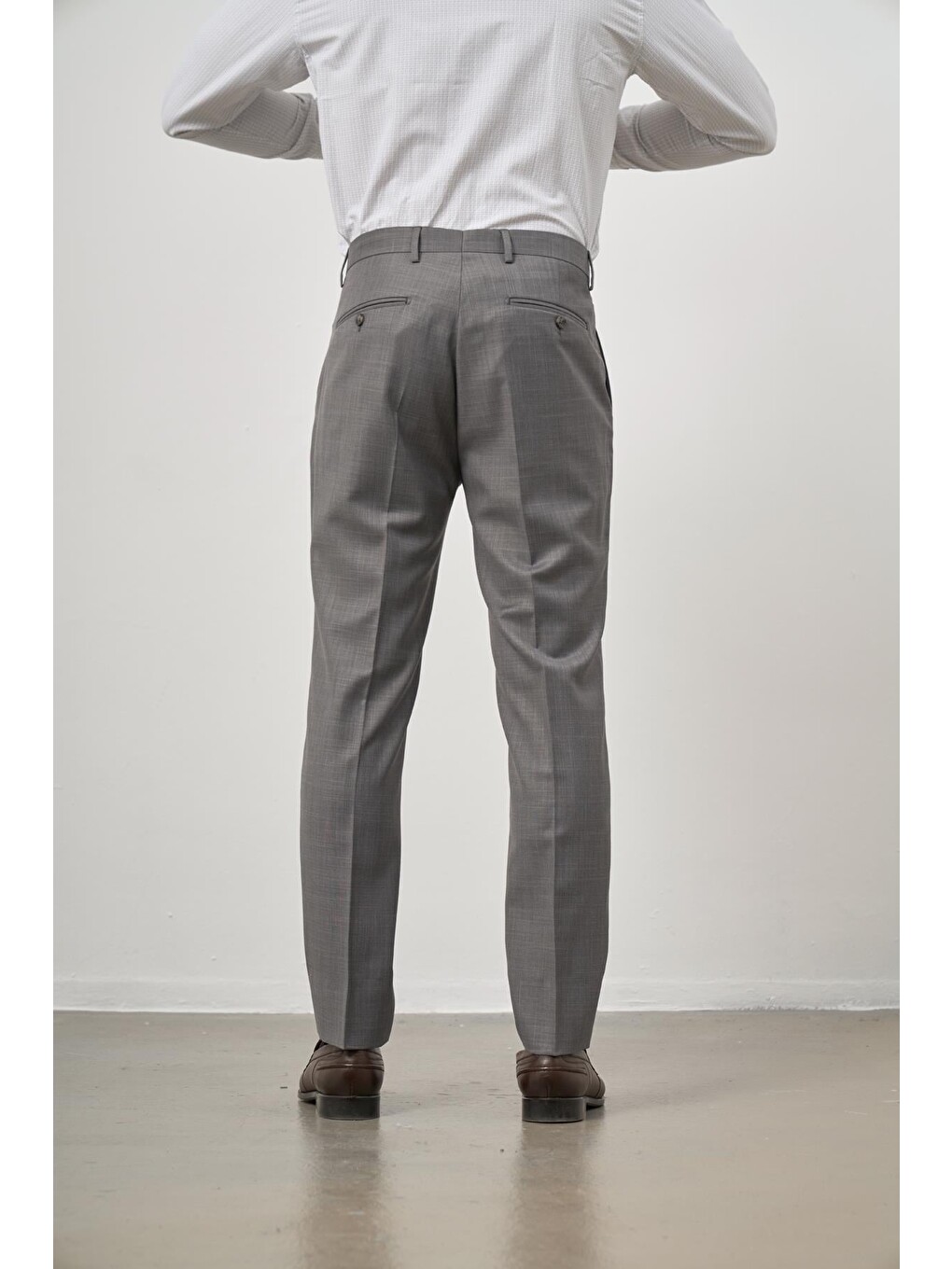 Gri Koyu Füme Yandan Cepli Slim Fit Classic Erkek Pantolon 1003245152-5