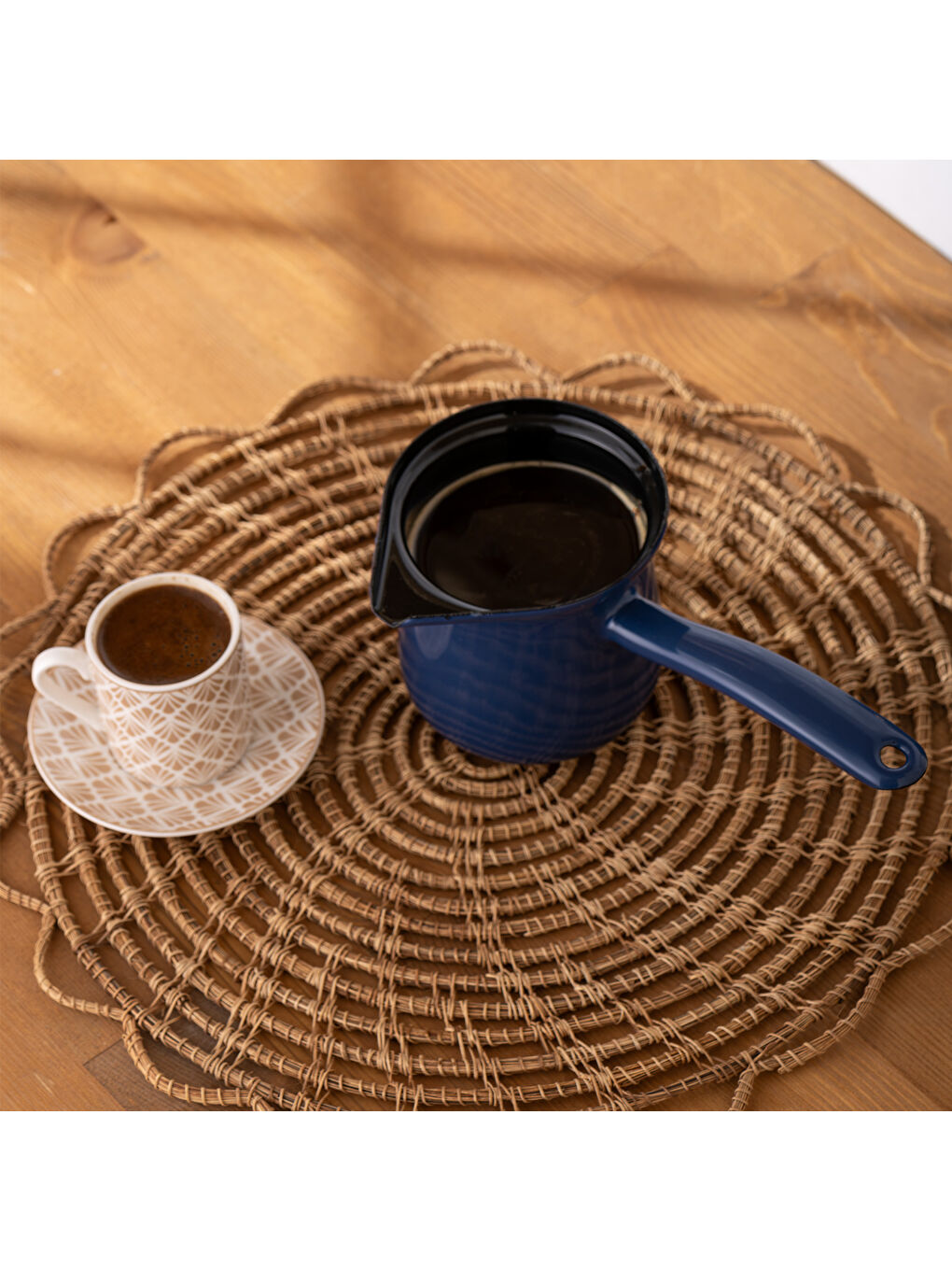 Lacivert Hasbahçe Emaye Cezve 10 cm-7