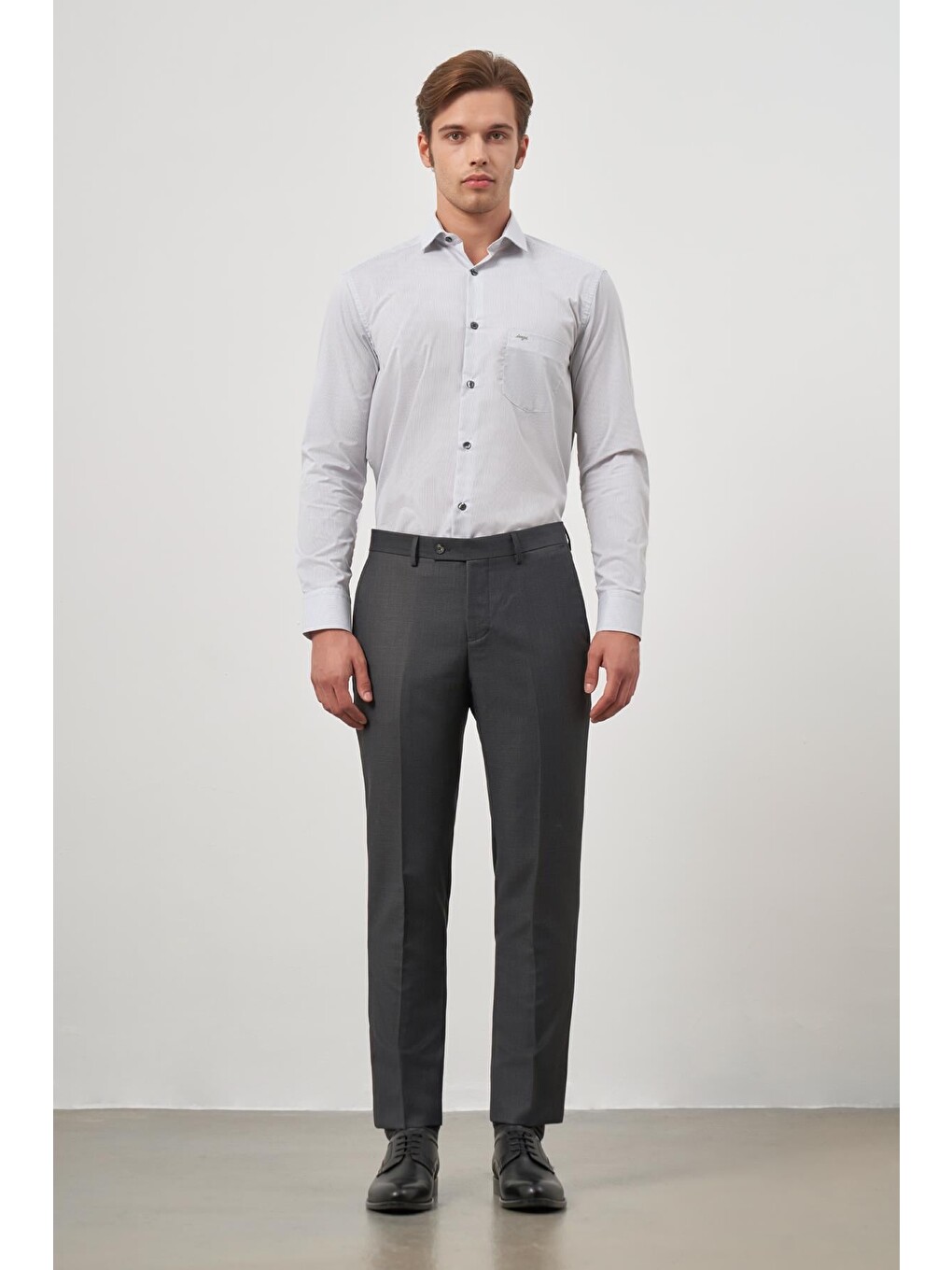 Koyu Antrasit Yandan Cepli Slim Fit Classic Erkek Pantolon 1003245152-1