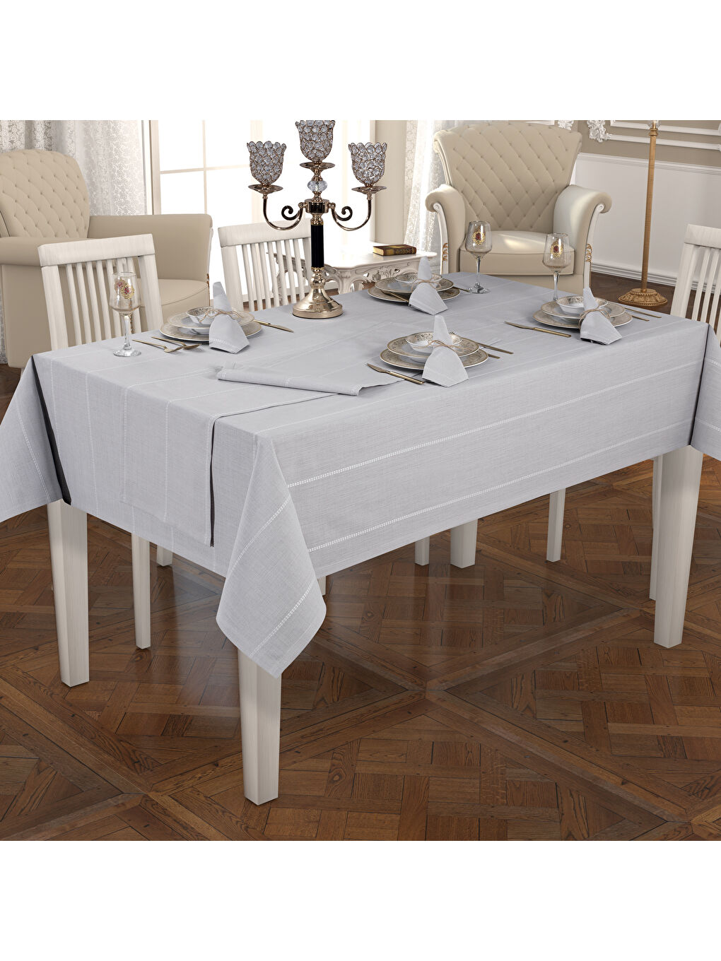 Home Dora Masa Örtüsü 10 Parça-Gri