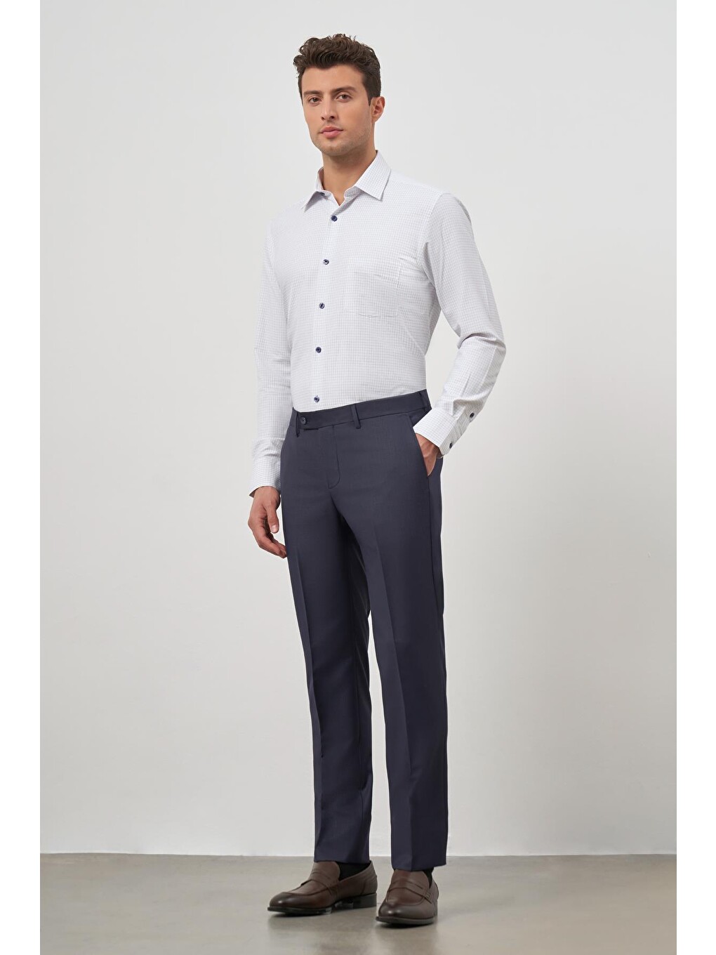 Lacivert Yandan Cepli Slim Fit Classic Erkek Pantolon 1003245152-1