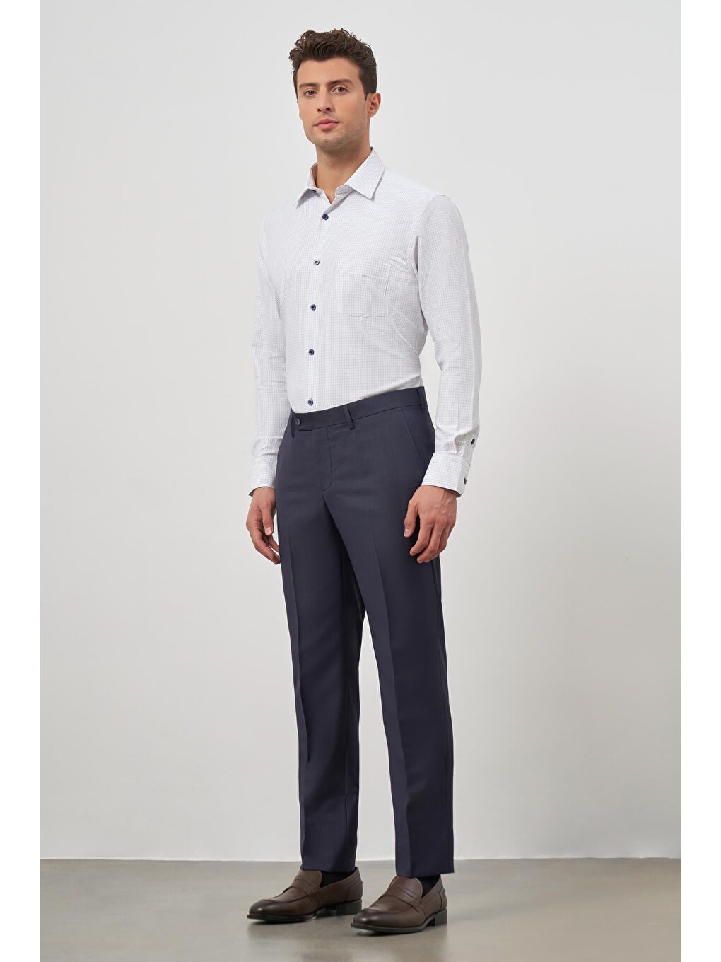 Lacivert Yandan Cepli Slim Fit Classic Erkek Pantolon 1003245152-2