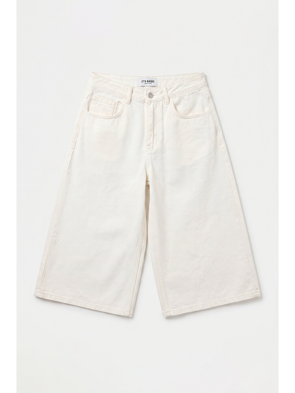 Kadın Kırık Beyaz 7s6-101 Maxi Denim Bermuda Şort