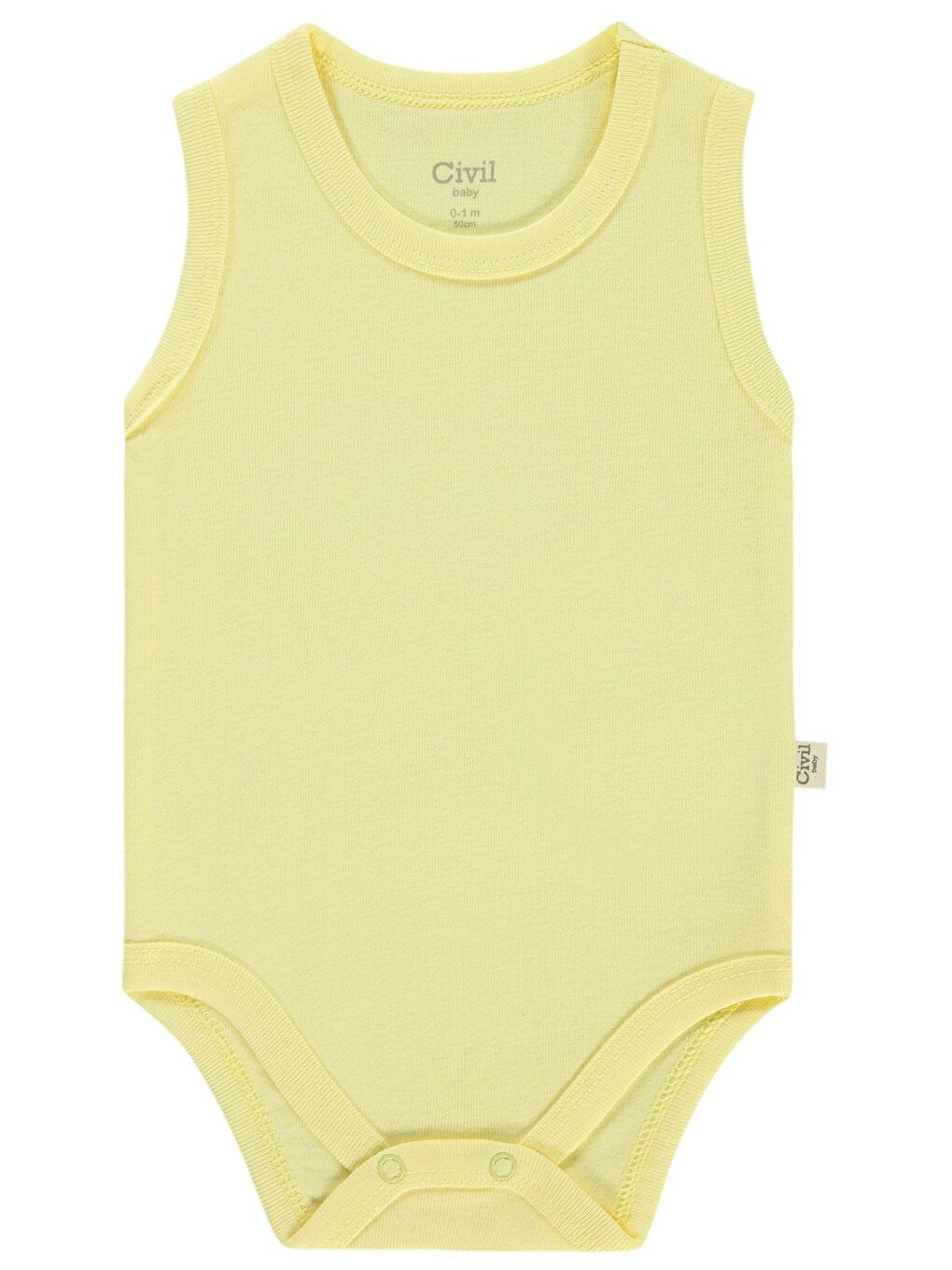 Baby Düz Renkli Çıtçıtlı Badi - Sarı 1-3 Ay