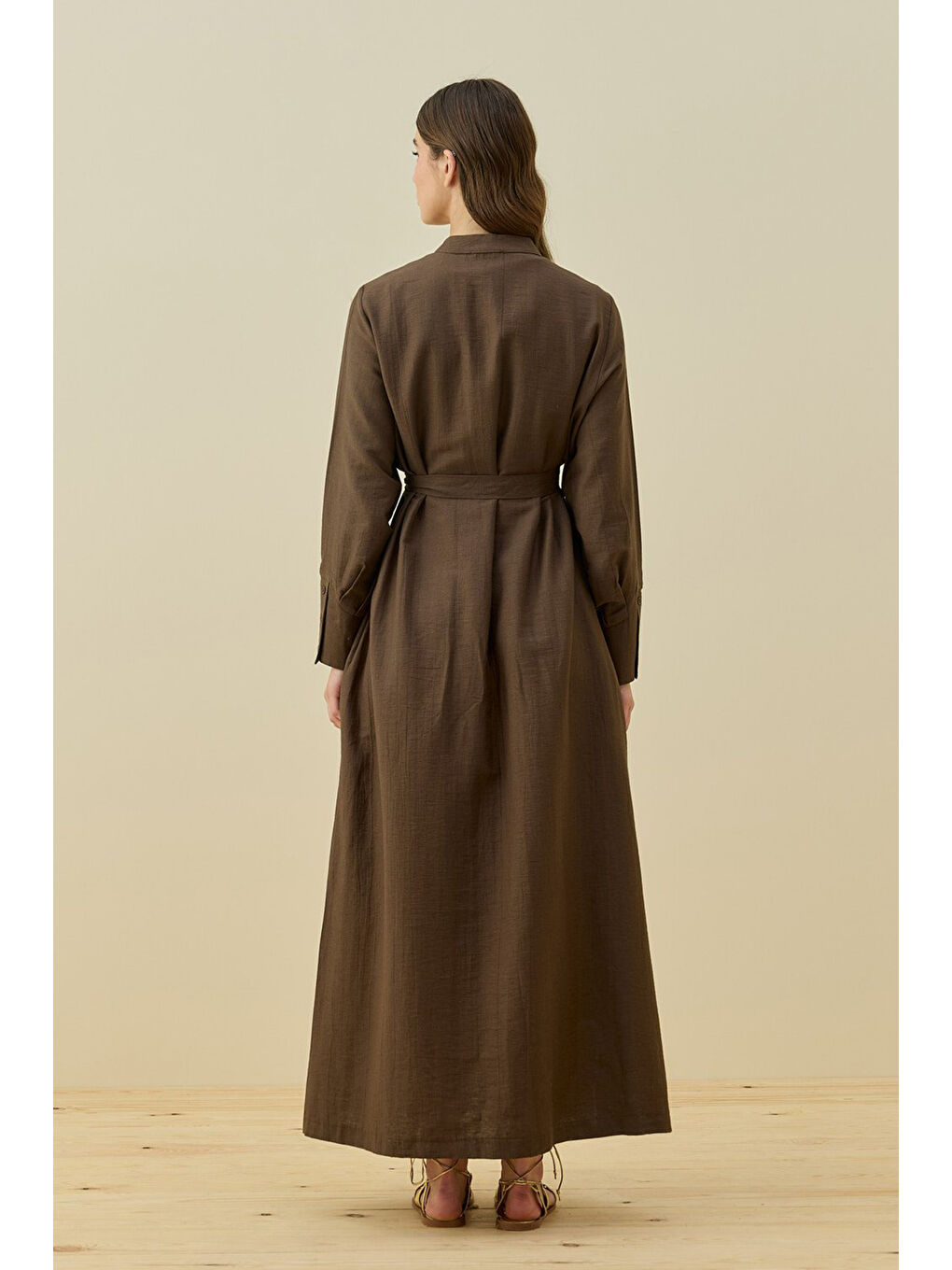Vietnam Elbise 1777 Kahverengi-2