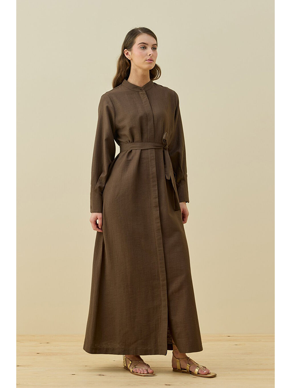 Vietnam Elbise 1777 Kahverengi-3