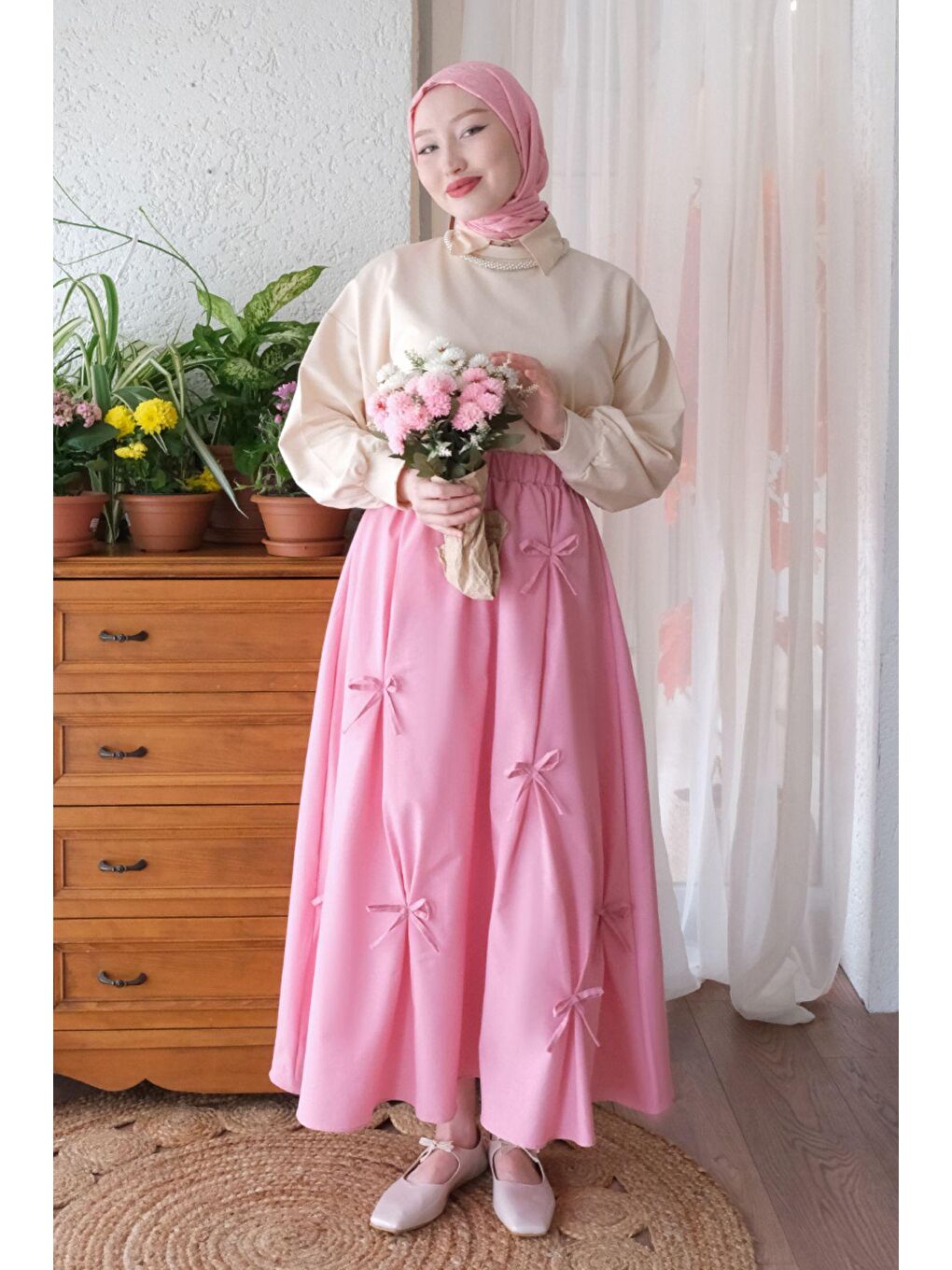 Ceylan Otantik Soft Pembe Fiyonklu Etek - 2
