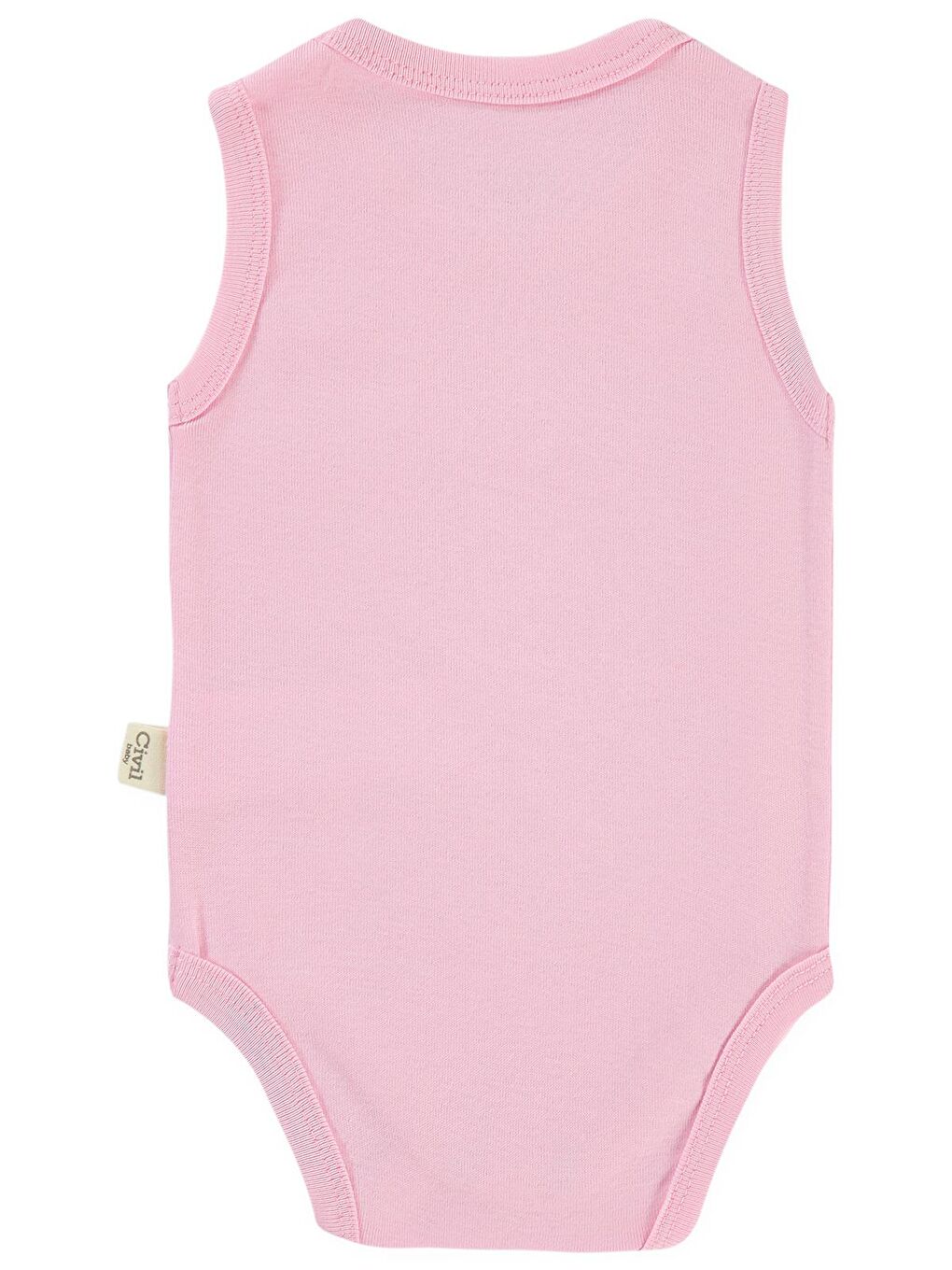 Baby Düz Renkli Çıtçıtlı Badi - Pembe 1-3 Ay-1