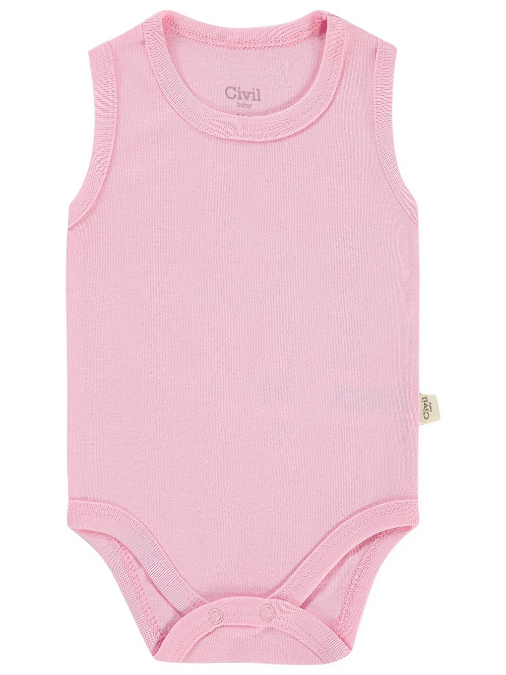 Baby Düz Renkli Çıtçıtlı Badi - Pembe 1-3 Ay