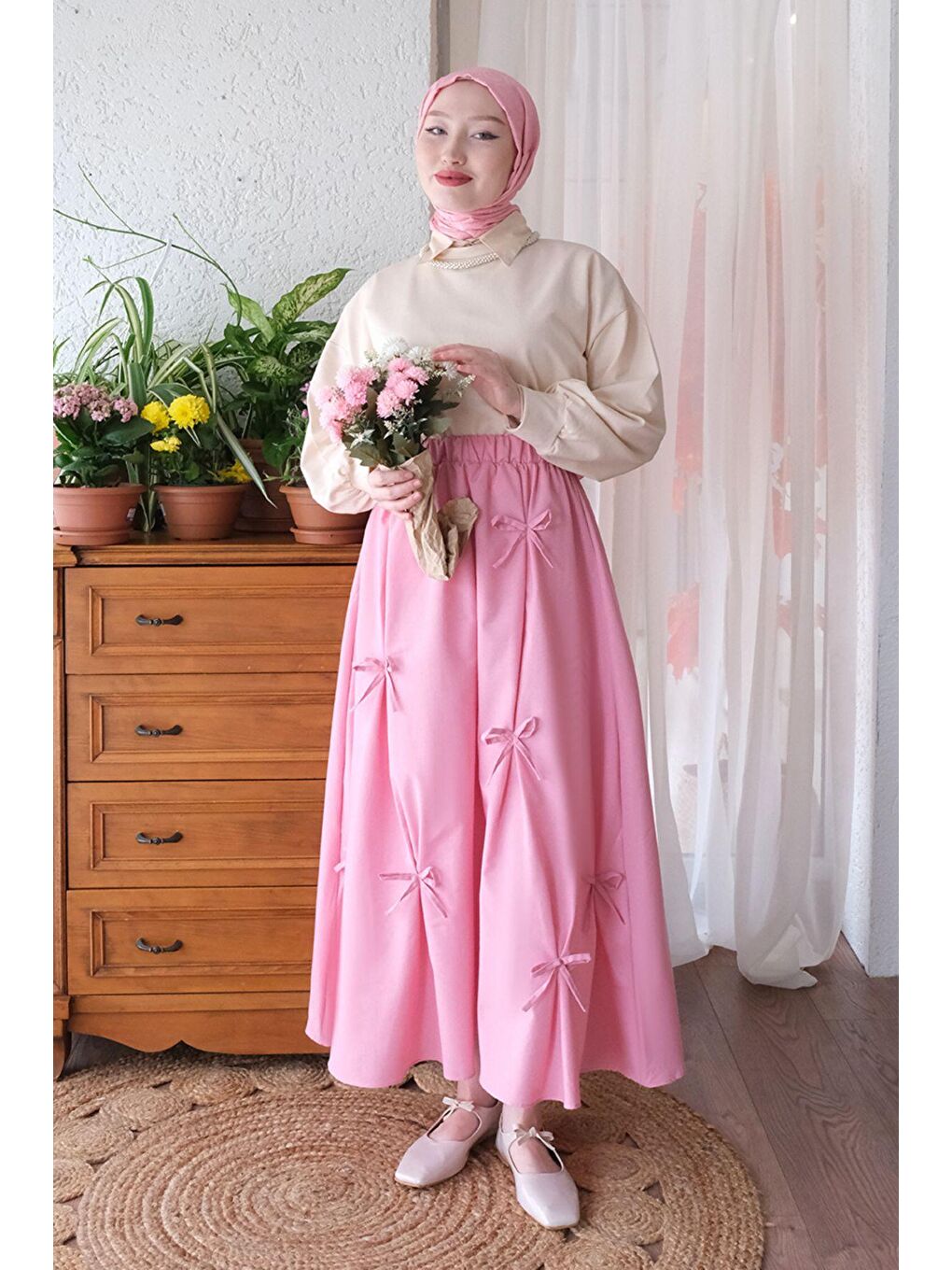 Ceylan Otantik Soft Pembe Fiyonklu Etek - 3