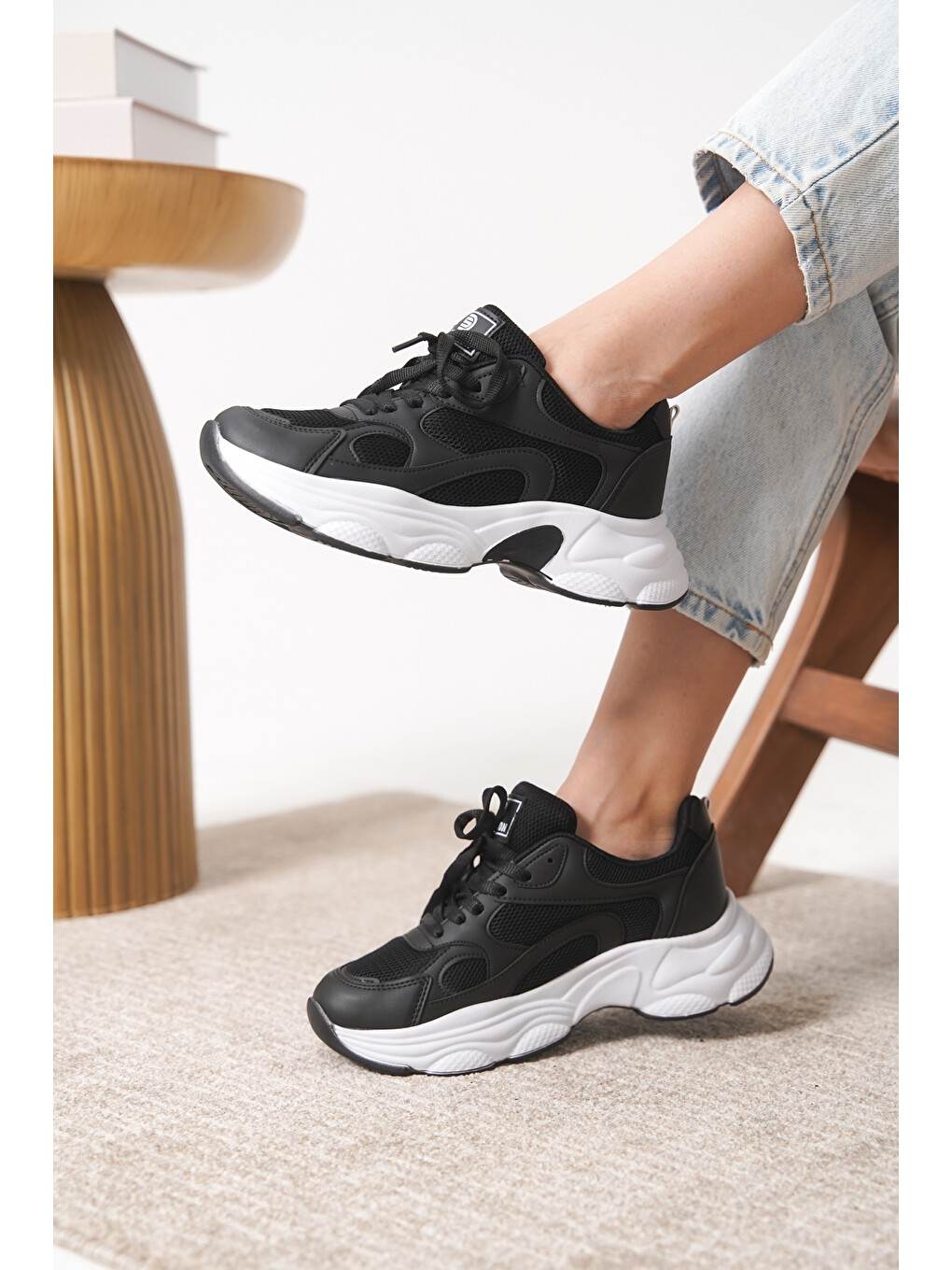 Siyah D0164 Günlük Ortopedik Kadın Sneaker Spor Ayakkabı-3