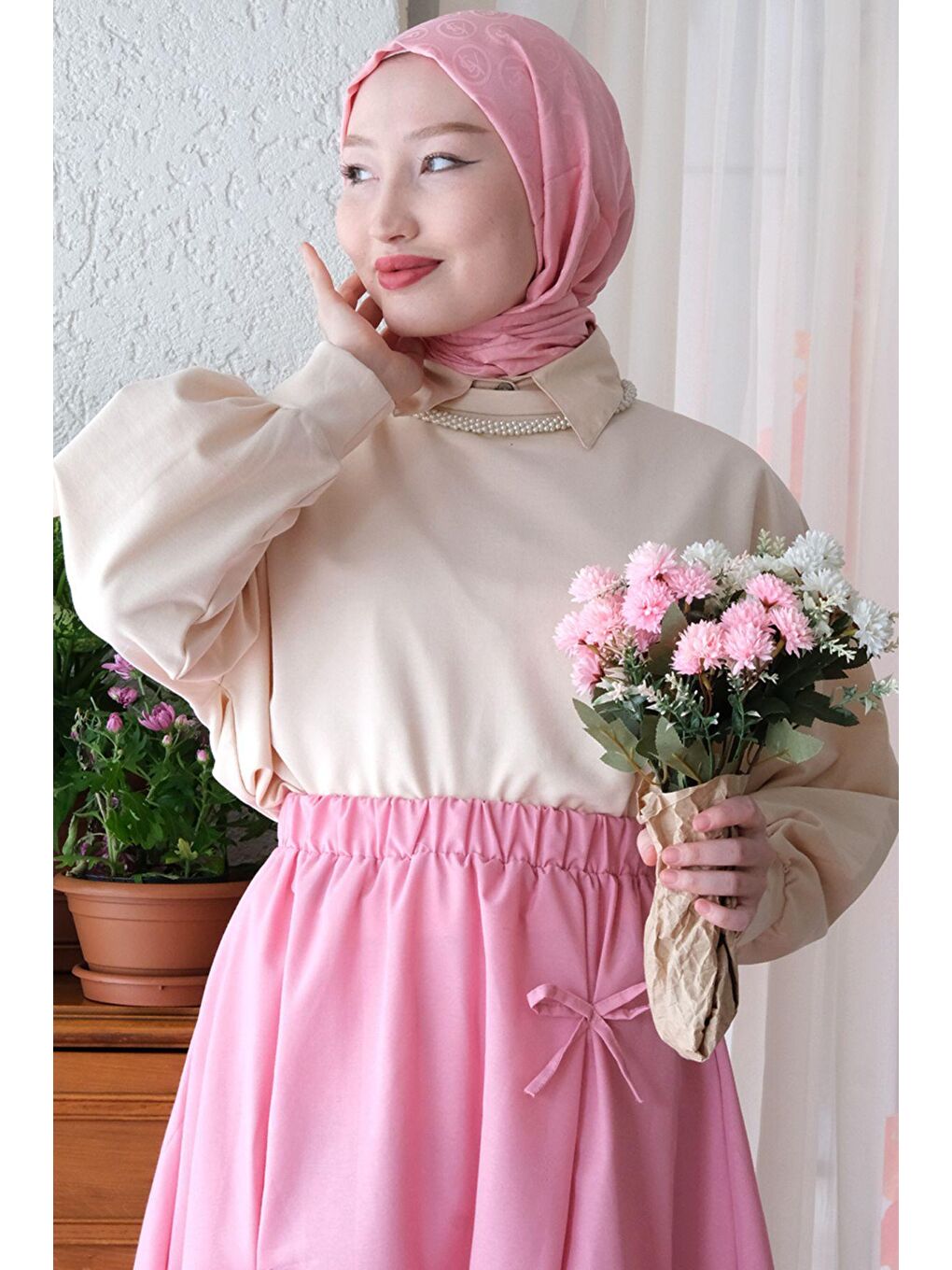Ceylan Otantik Soft Pembe Fiyonklu Etek - 4