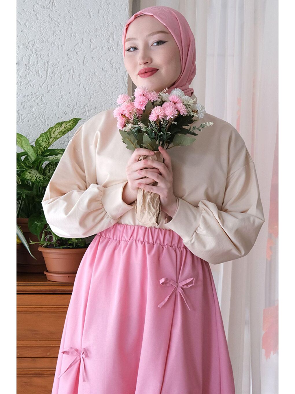 Ceylan Otantik Soft Pembe Fiyonklu Etek - 5