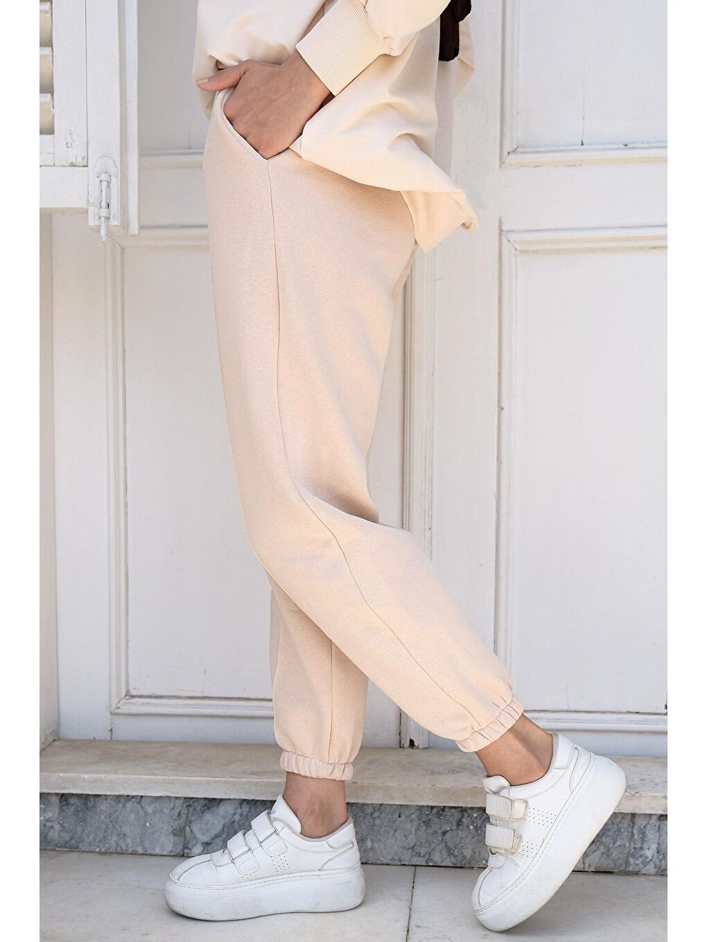 Kadın Jogger Eşofman Altı Bej-1