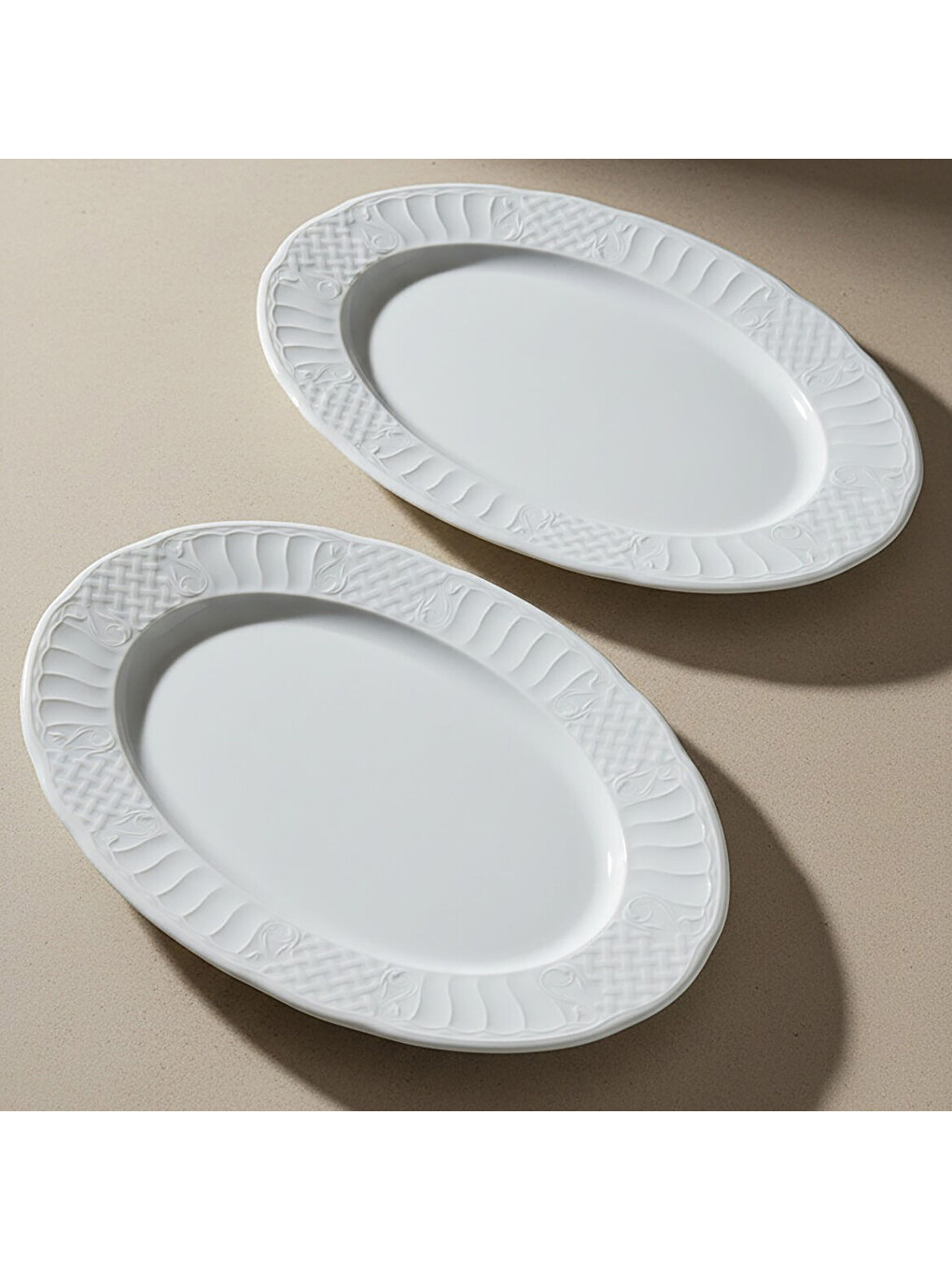 Ekru Sembol 2 Parça 35 Cm Kayık Tabak-2