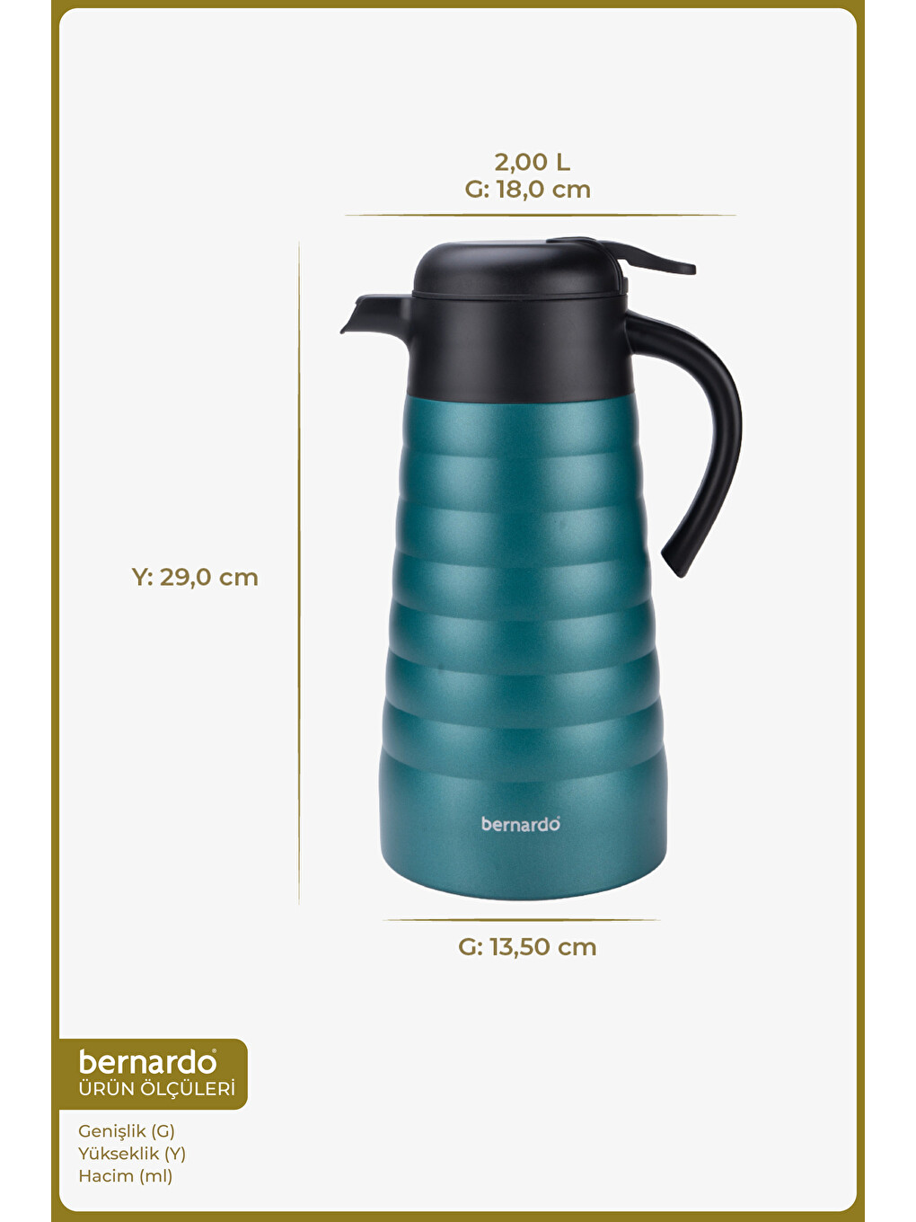 Nora 2 Litre Çelik Termos Turkuaz-1