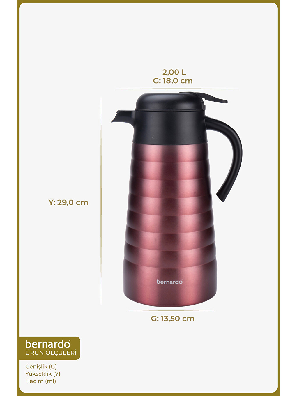 Pembe Nora 2 Litre Çelik Termos Rose-1