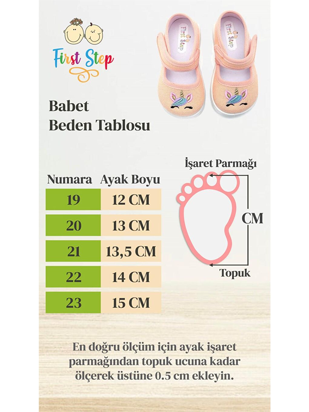 First Step Pudra Pembe Fiyonklu Keten Çocuk Ayakkabısı-F-472 - 3