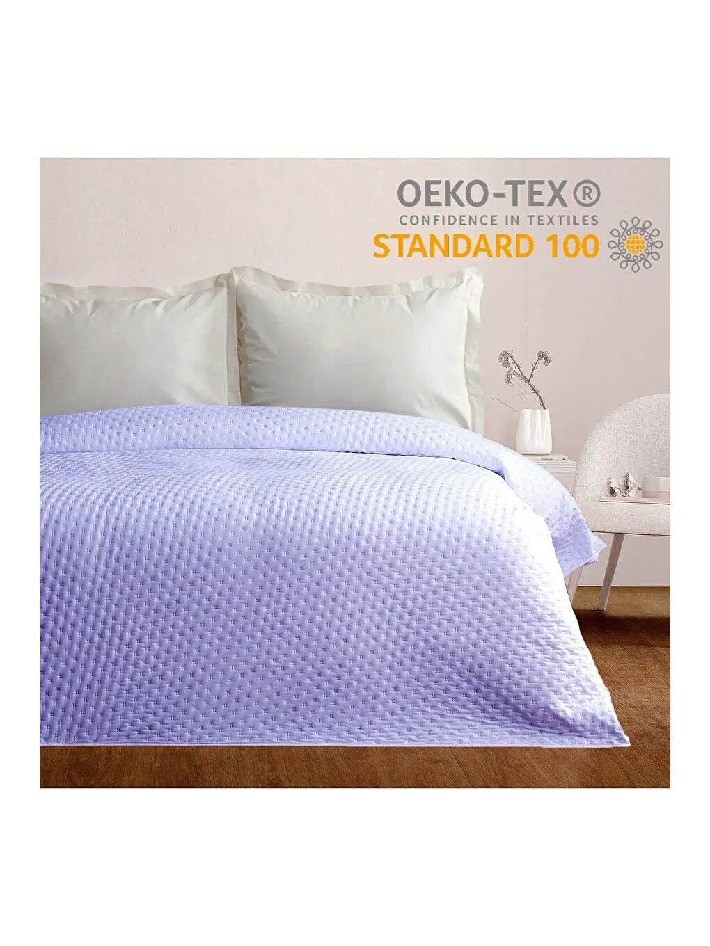 Gri Bedspreado Yatak Örtüsü Çift Kişilik 200x220