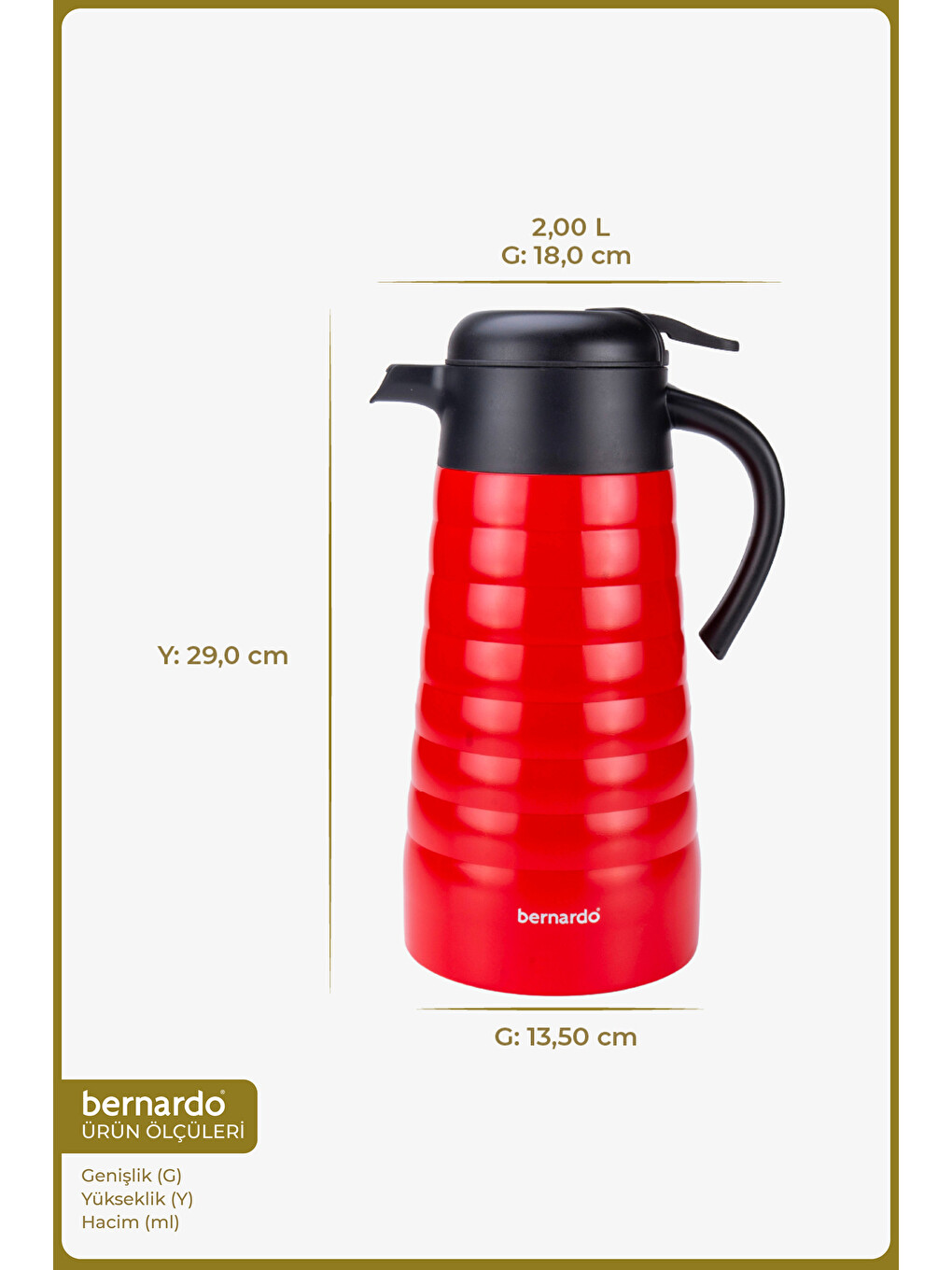 Nora 2 Litre Çelik Termos Kırmızı-1