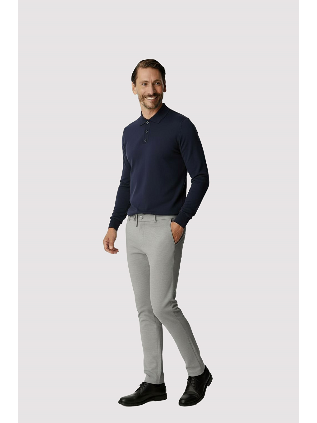 Gri Beli Lastikli İpli Erkek Pantolon – Konfor Kalıp-1