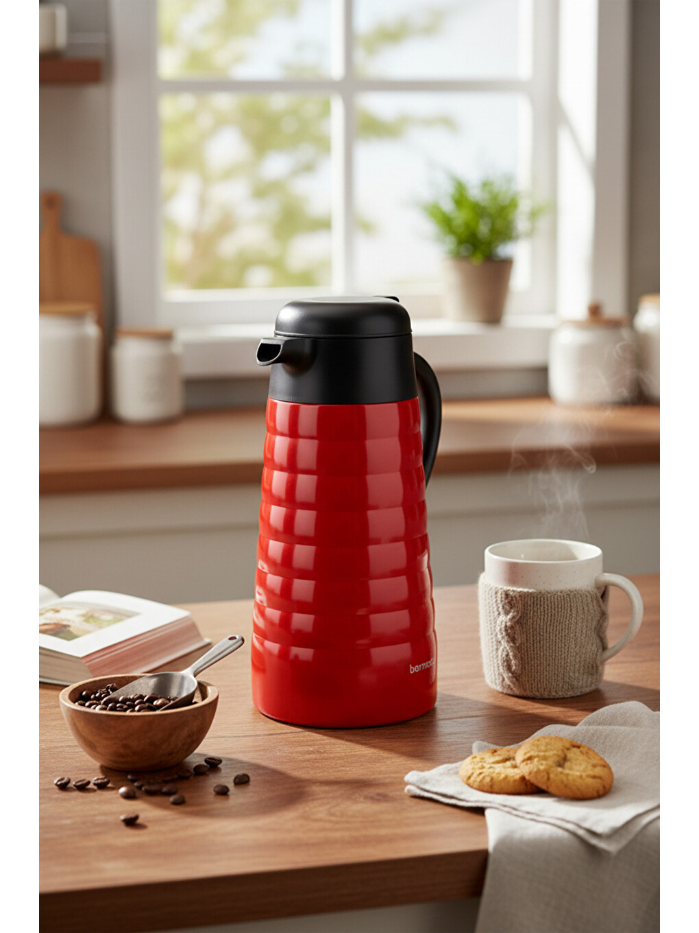 Nora 2 Litre Çelik Termos Kırmızı-3