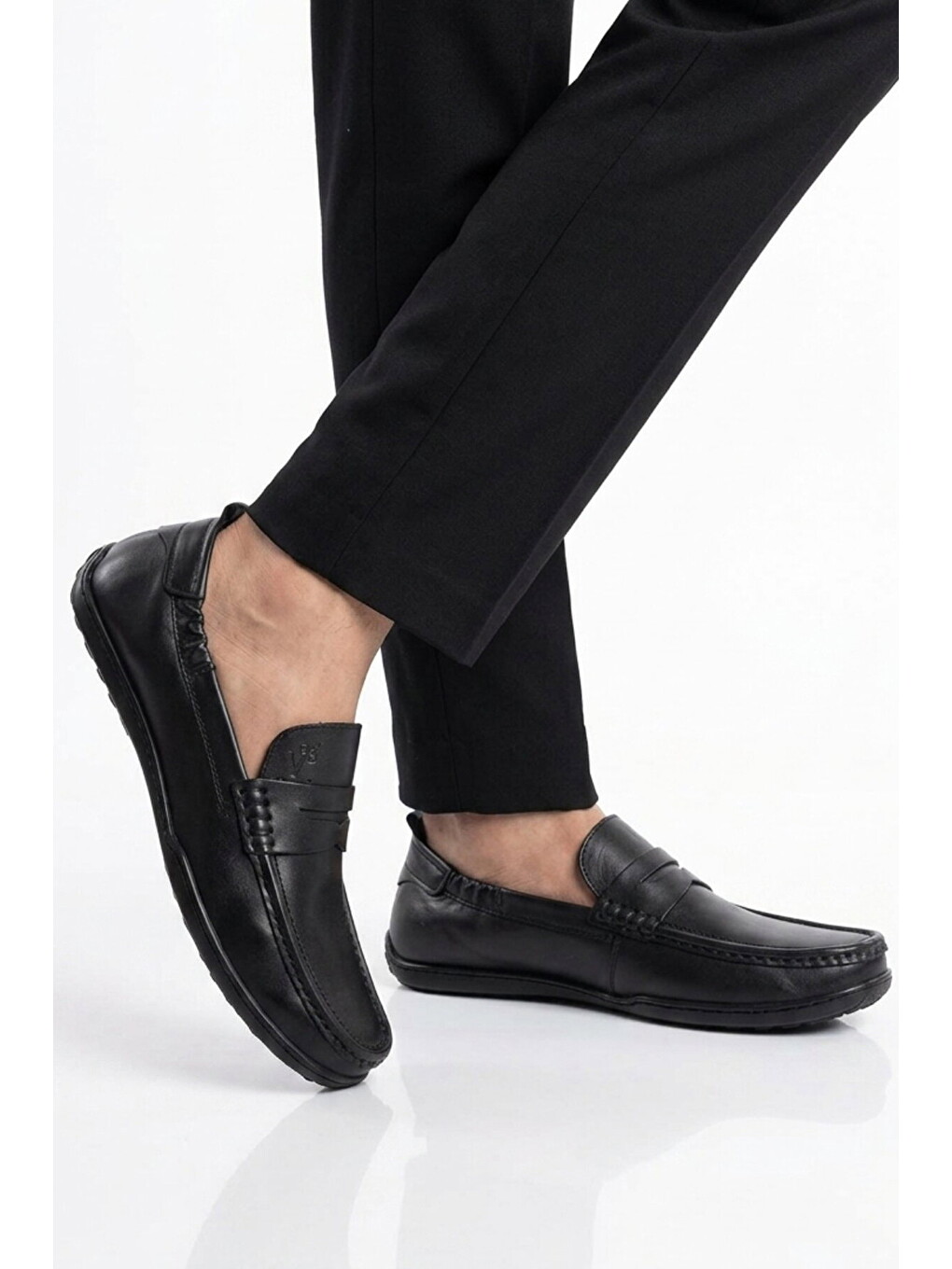 Erkek Hakiki Deri Loafer Mokasen Ayakkabı Hafızalı Taban Hafif Smart Casual Siyah M420 M-1