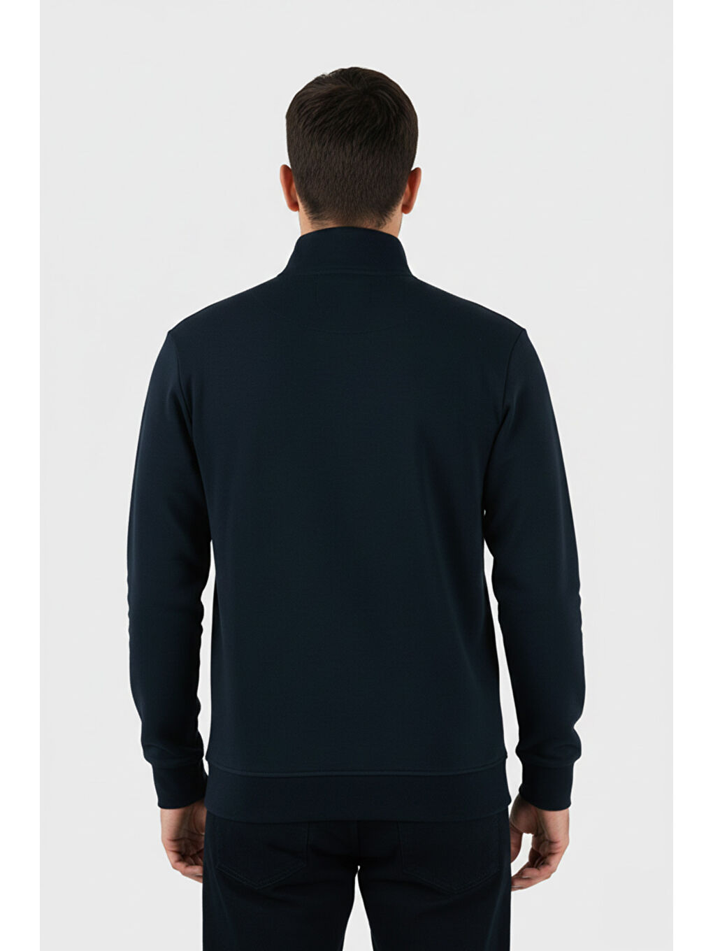 Lacivert Pamuk Karışımlı Regular Fit Dik Yaka Hırka 5901223-5
