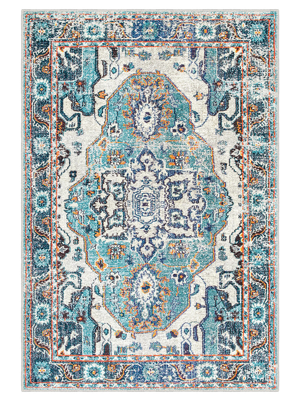 Mavi Dekoratif Özel Tasarım Yıkanabilir İnce Kaymaz Tabanlı Modern Halı KECE FR08