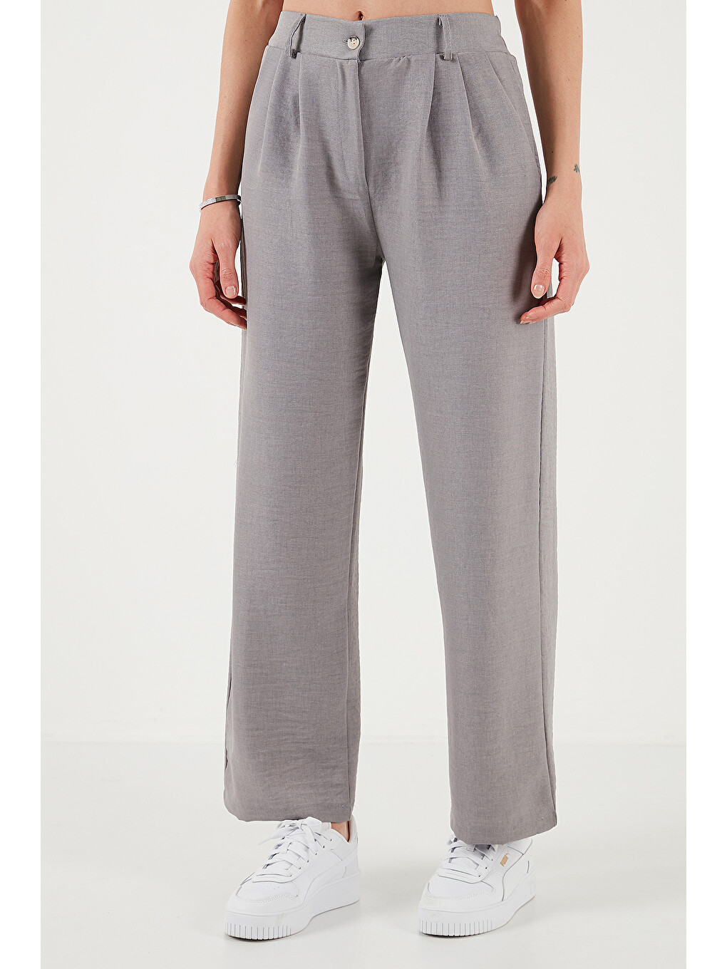 Gri Regular Fit Bol Paça Yelekli Takım 67045162s4-3