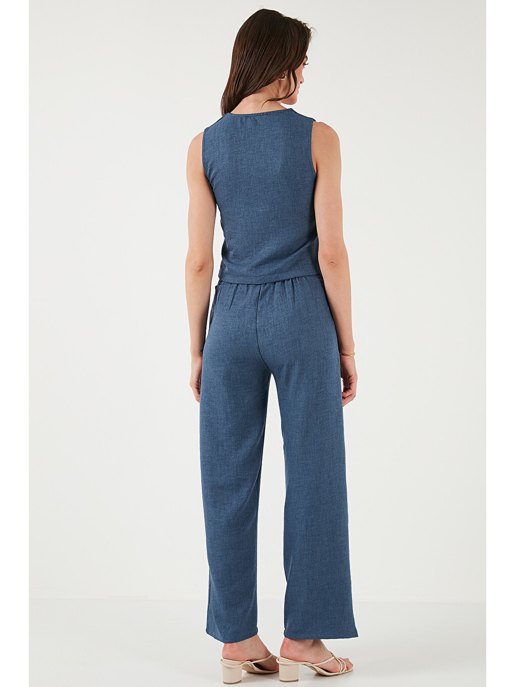 İndigo Regular Fit Bol Paça Yelekli Kadın Takım 67045162s4-6