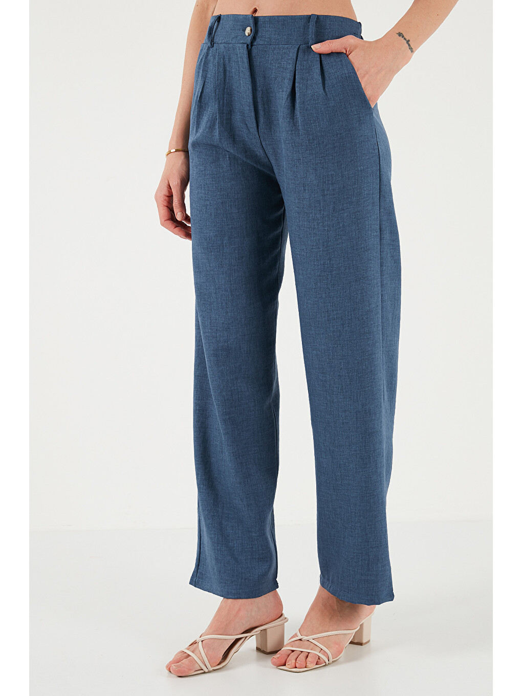 İndigo Regular Fit Bol Paça Yelekli Kadın Takım 67045162s4-4