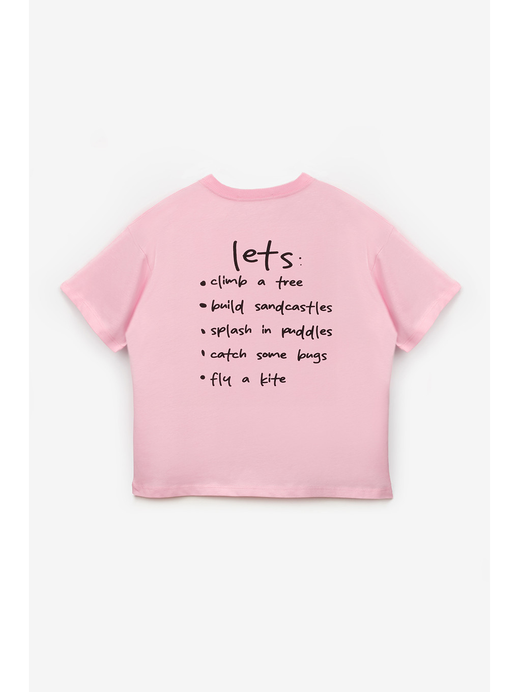 Pembe Motto Baskılı Çocuk Tişört-1