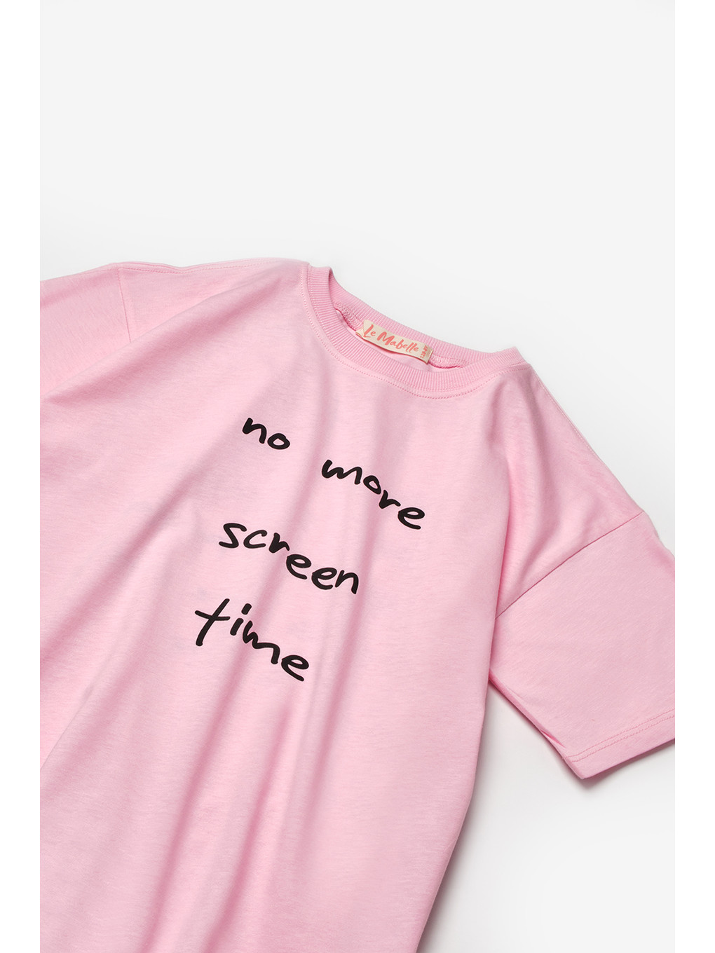 Pembe Motto Baskılı Çocuk Tişört-2