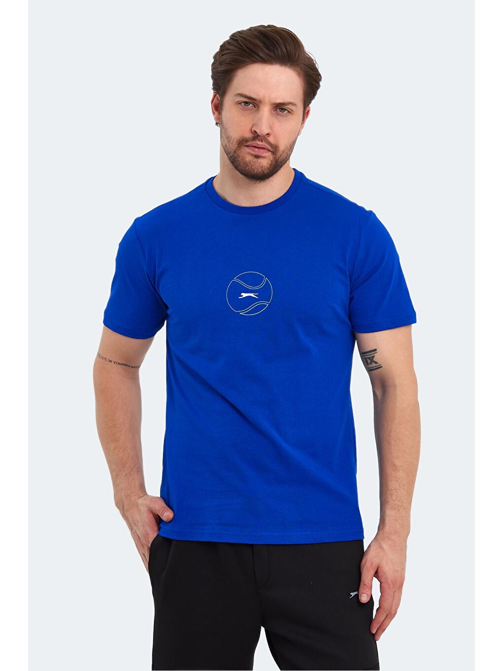 SLAZENGER Saks PASSAGE Erkek T-Shirt Saks Mavi - 2