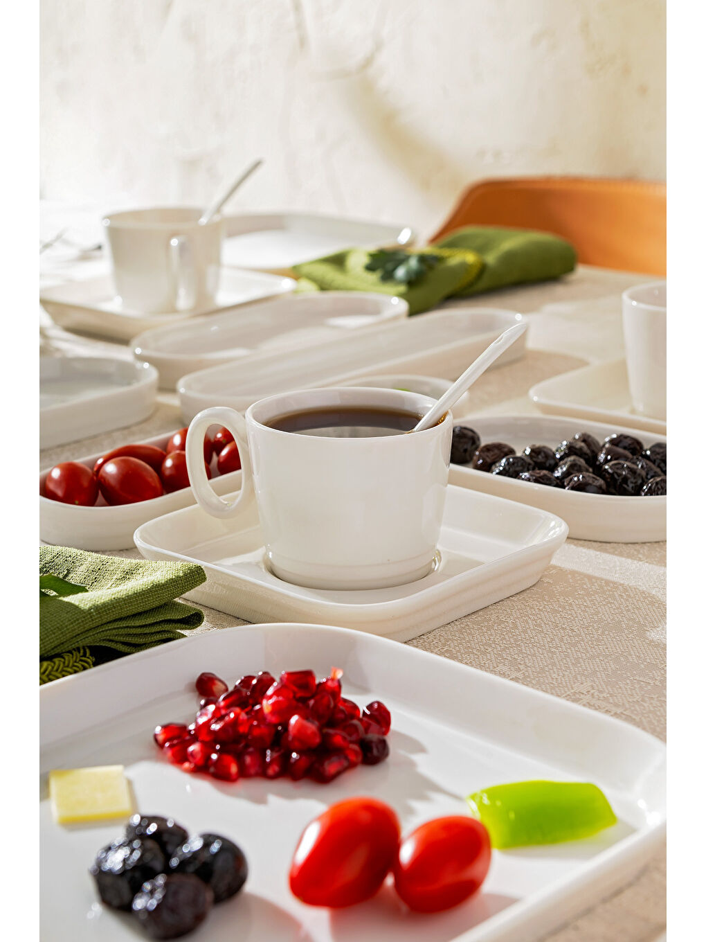 Yeni Mısra Porselen 30 Parça 6 Kişilik Kahvaltı/Servis Takımı Beyaz-5