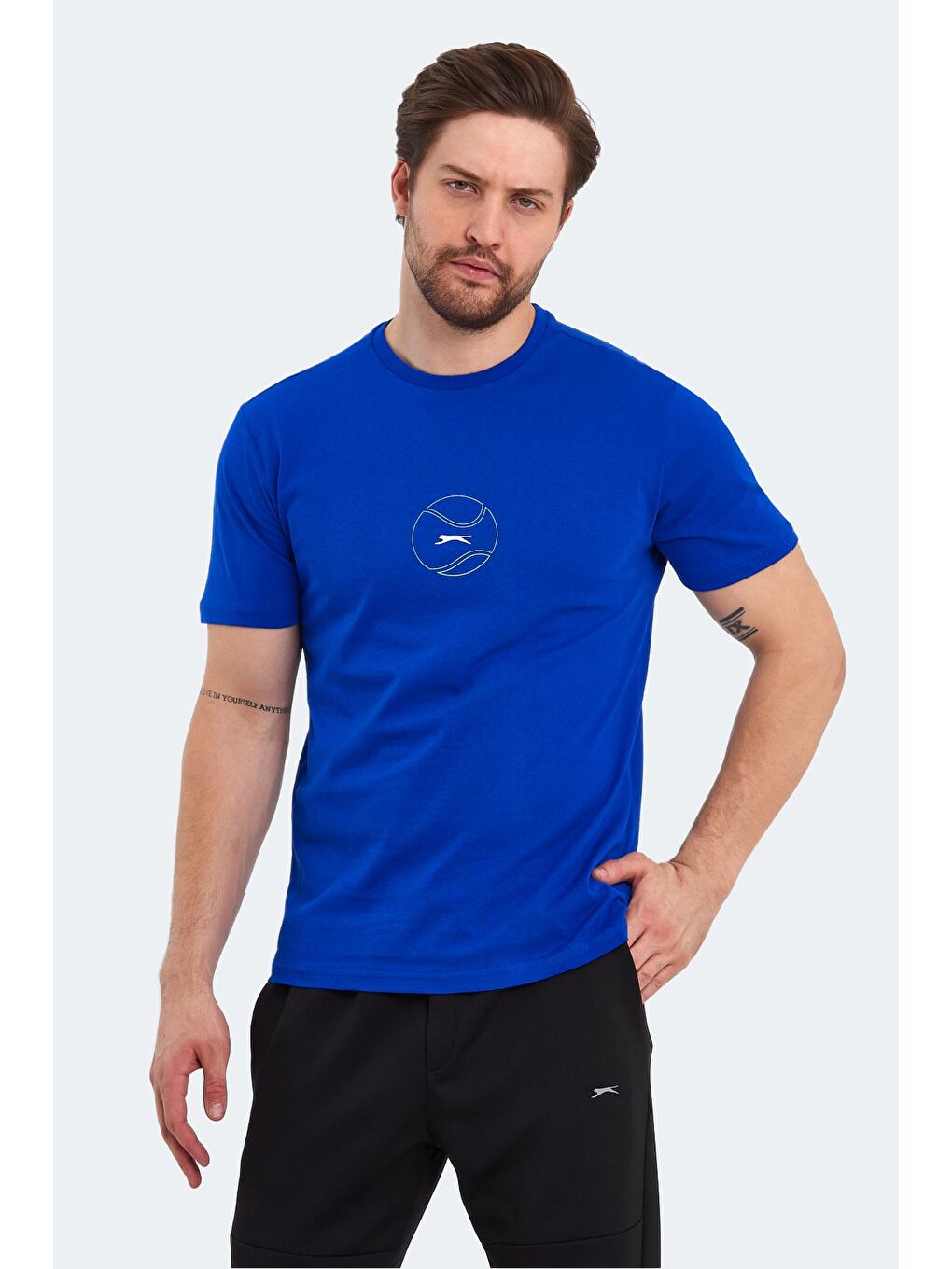 SLAZENGER Saks PASSAGE Erkek T-Shirt Saks Mavi - 4