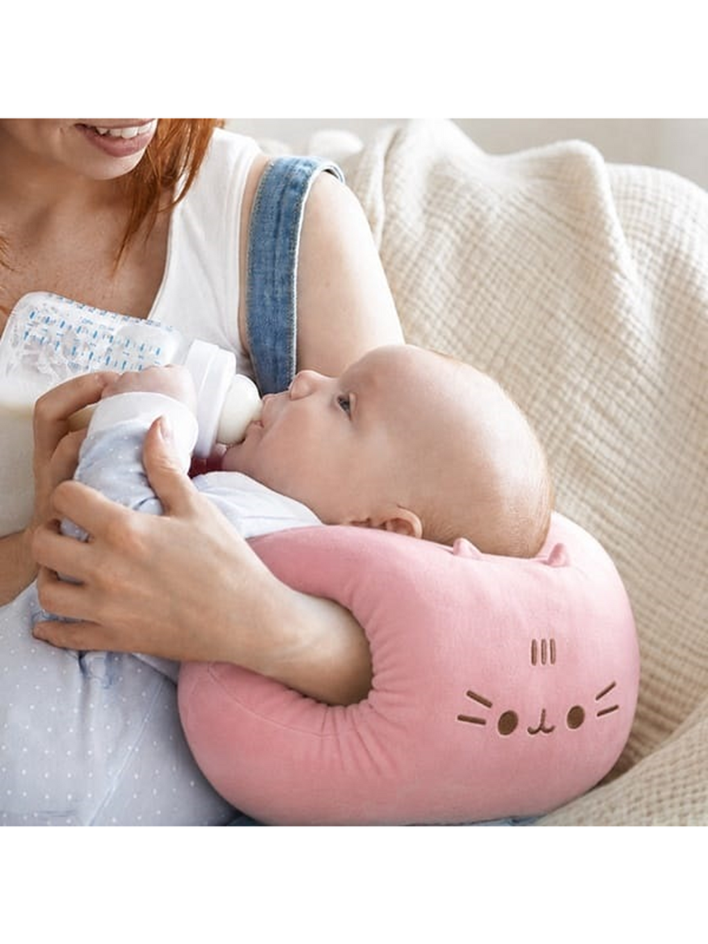 Kola Geçirilen Kedi Pelüş Yastık - Açık Pembe - 35 Cm-4