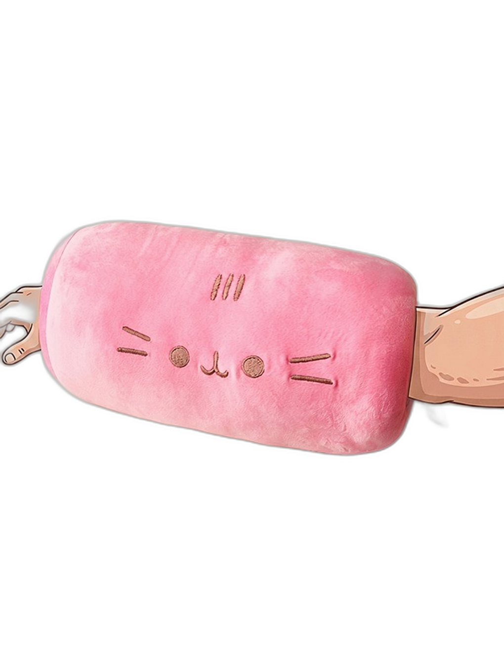 Kola Geçirilen Kedi Pelüş Yastık - Açık Pembe - 35 Cm-3