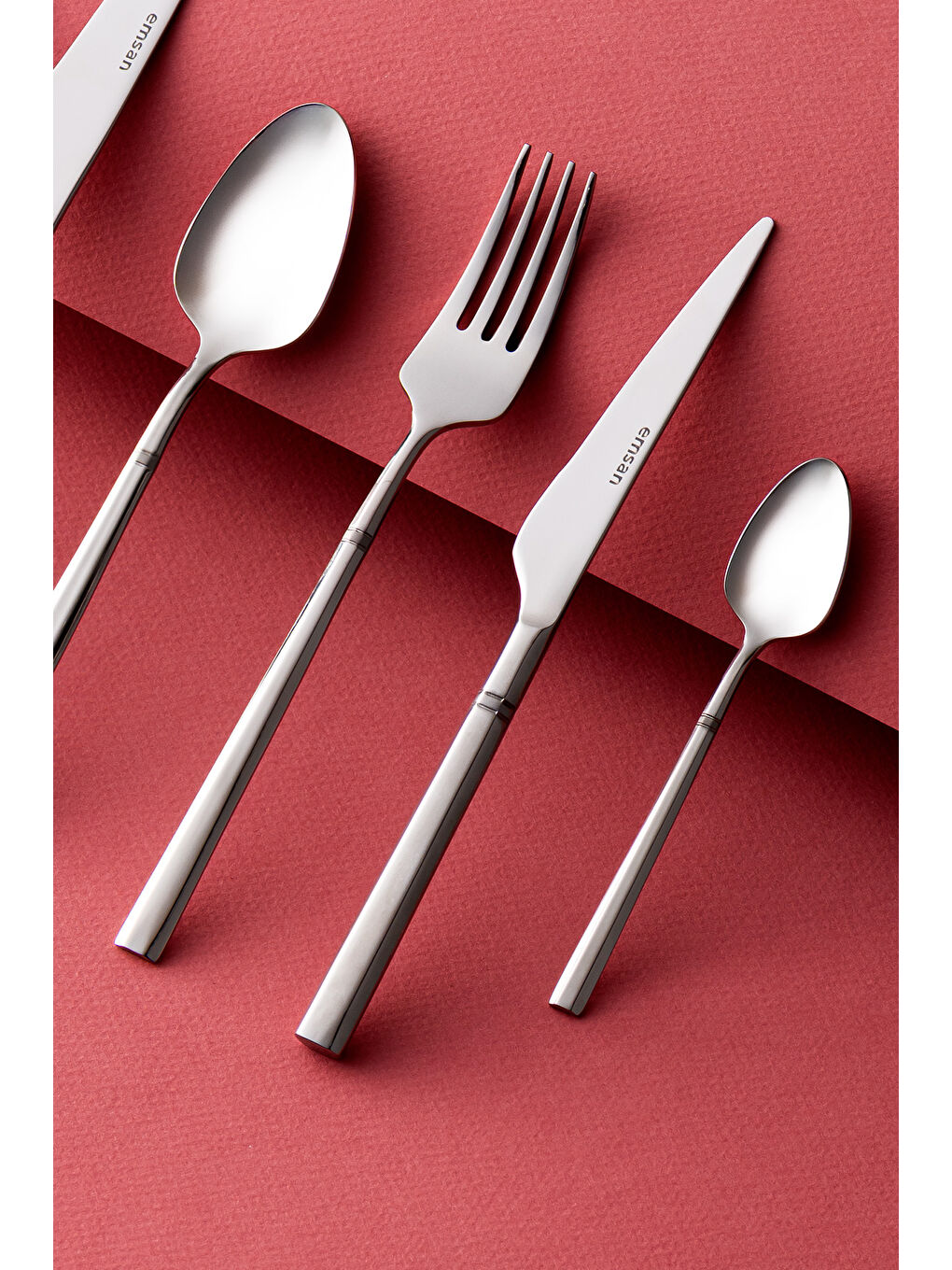 Gri Premium Penta 84 Parça 12 Kişilik Çatal Kaşık Bıçak Seti Lüks Kutulu-7