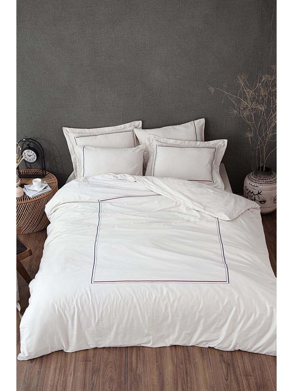 Bej Maritime Battal Boy Nevresim Takımı %100 Organik Pamuk Saten