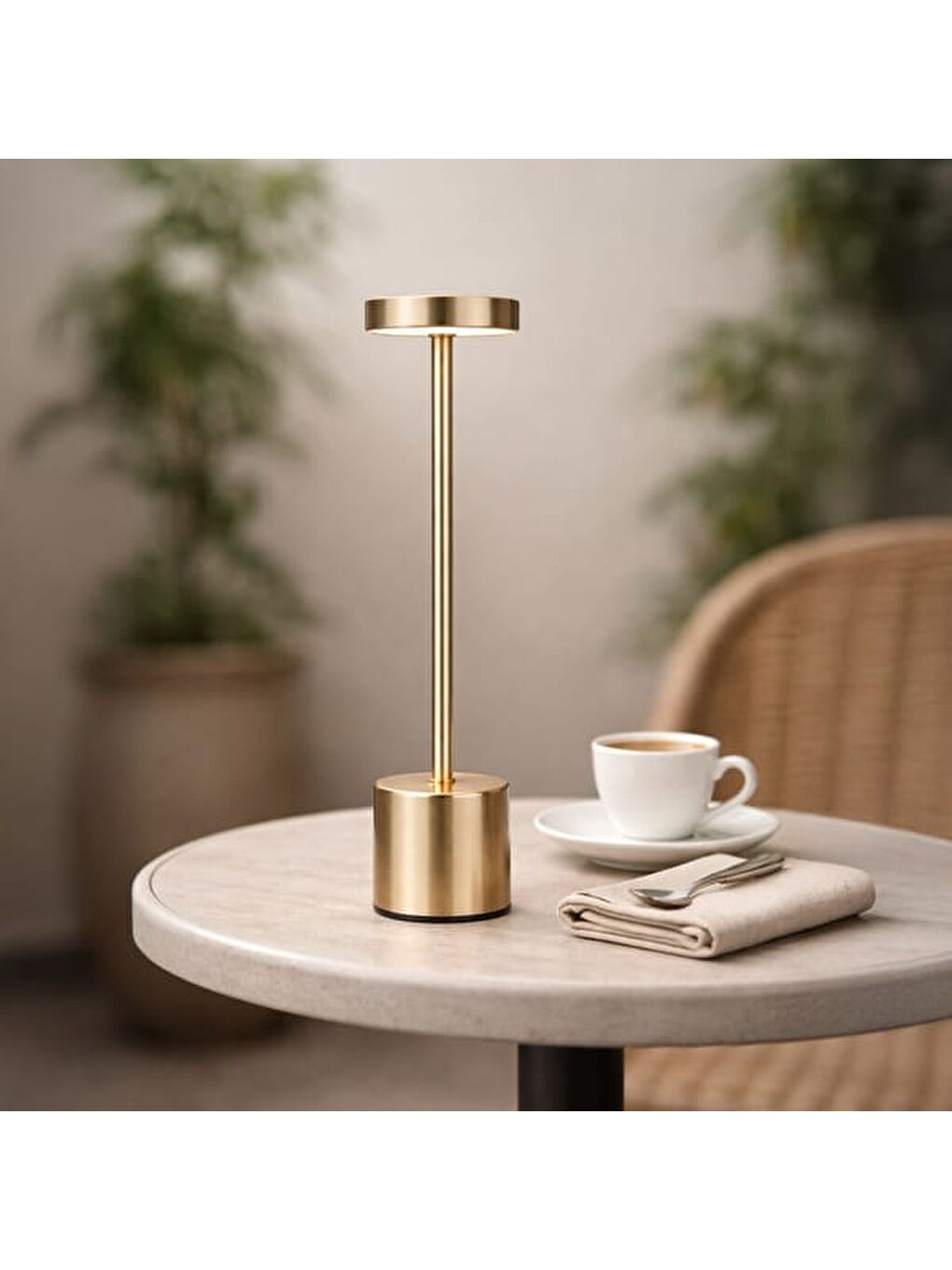 Gri Dekoratif Şarjlı Dokunmatik Masa Lambası - Silver - 31 cm-6