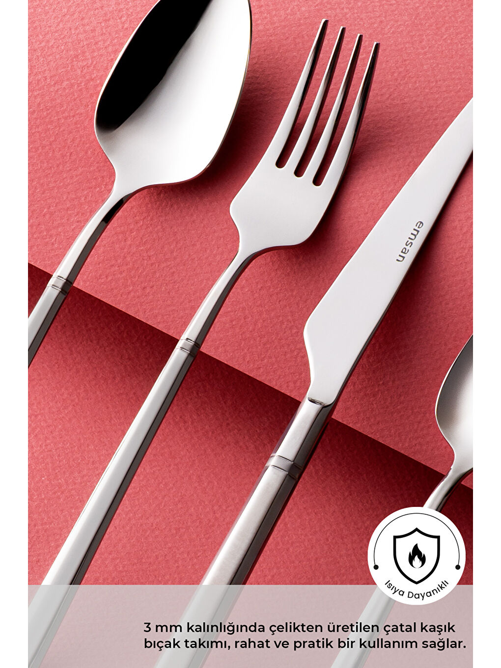 Gri Premium Penta 84 Parça 12 Kişilik Çatal Kaşık Bıçak Seti Lüks Kutulu-3