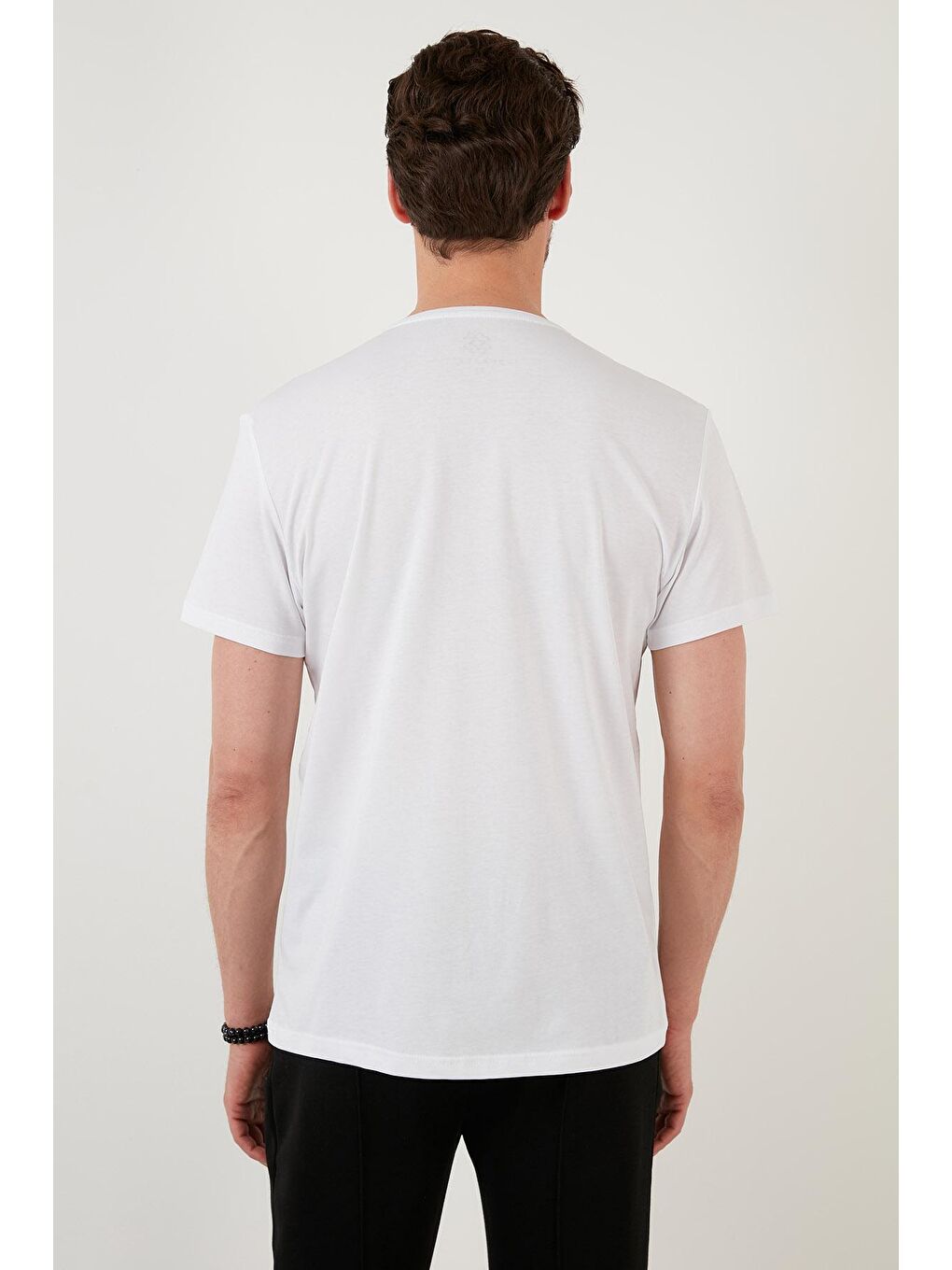 Beyaz Baskılı Slim Fit Bisiklet Yaka %100 Pamuk Tişört 5902416-3