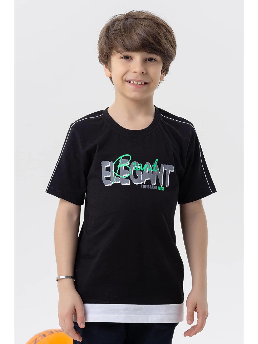 Erkek Çocuk Tişört Yazı Baskılı Siyah (8-14 Yaş)