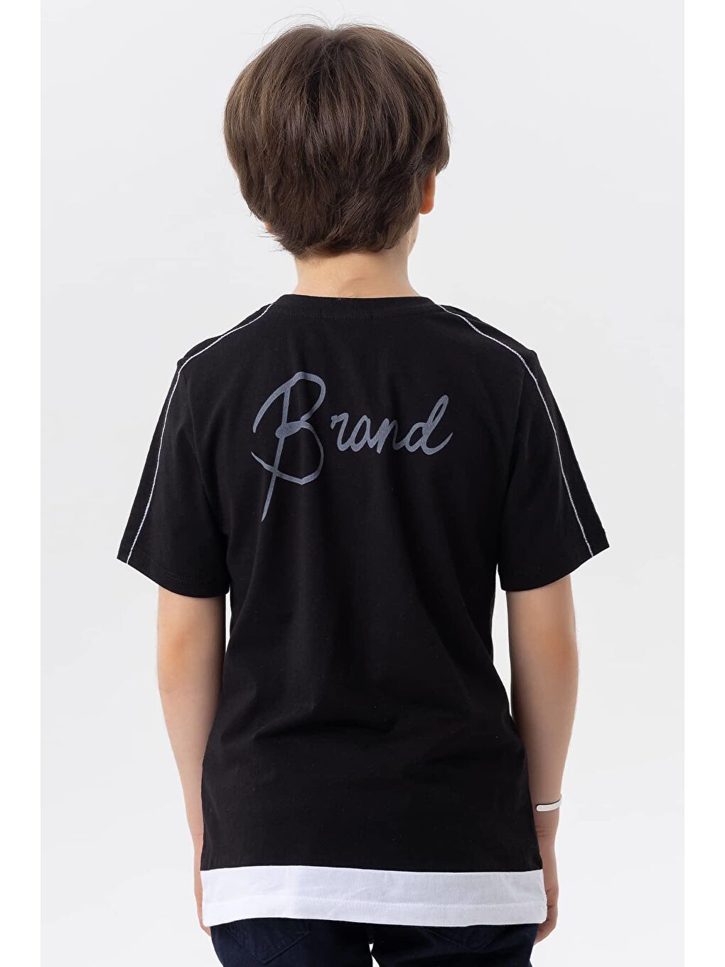 Erkek Çocuk Tişört Yazı Baskılı Siyah (8-14 Yaş)-1