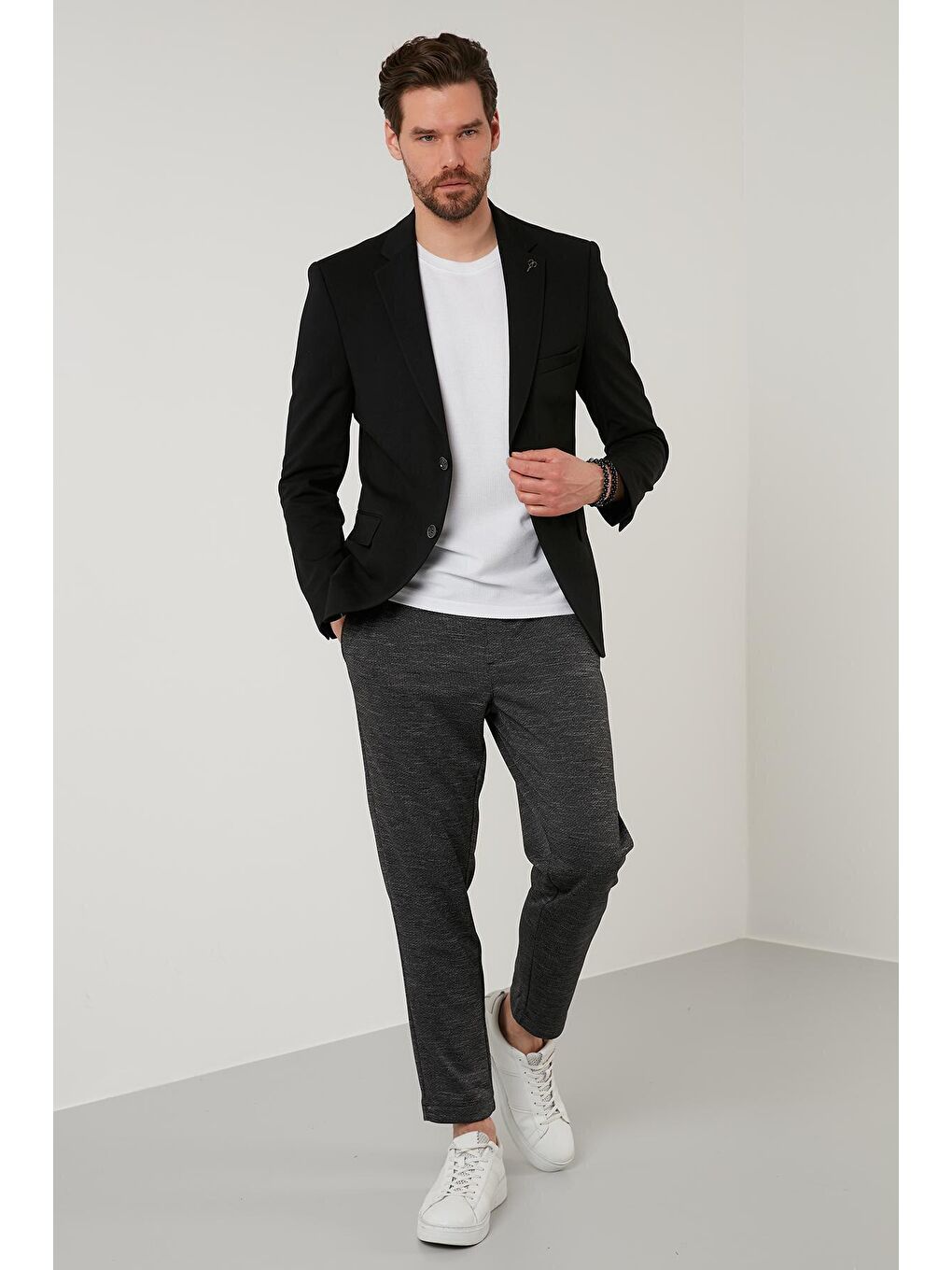 Siyah Slim Fit 6 Drop Çift Yırtmaçlı Blazer Ceket BASELNA-3