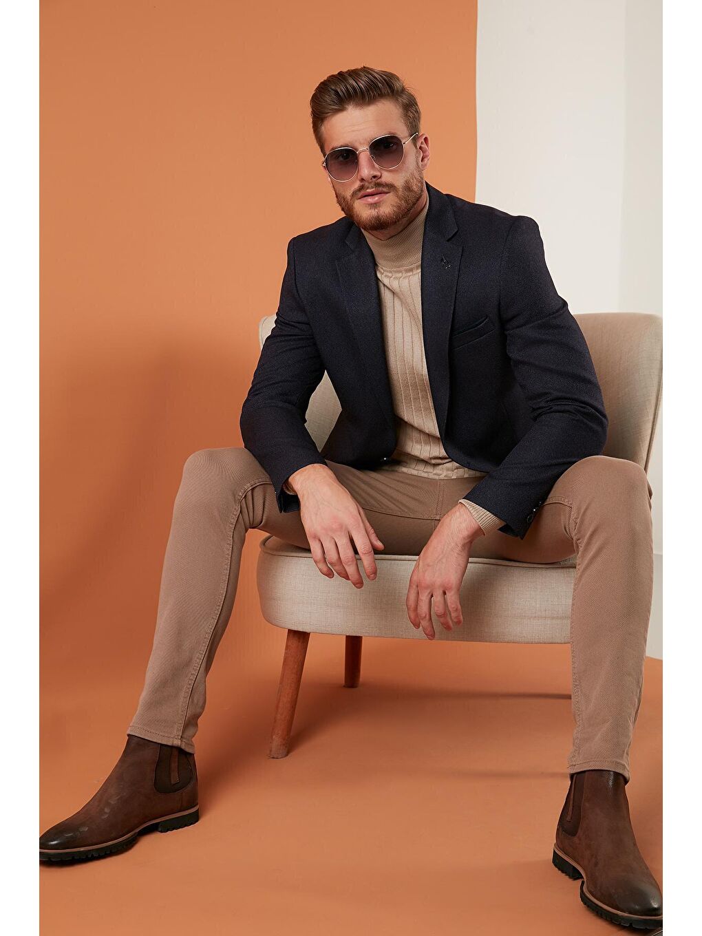 Buratti İndigo Buratti Slim Fit Tek Yırtmaçlı Düğmeli Blazer Ceket 2163763