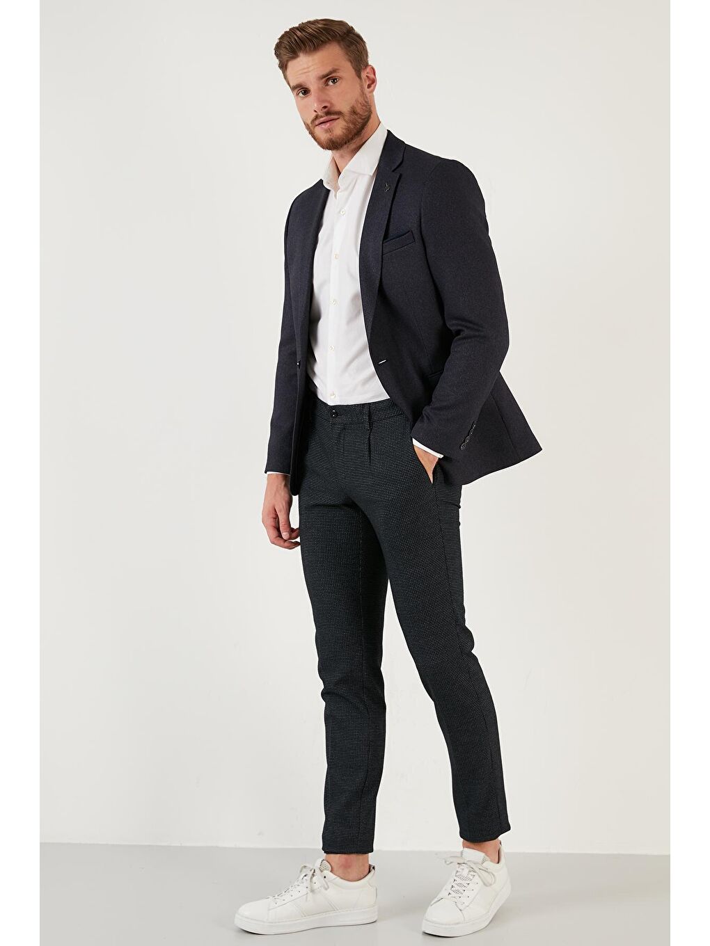 Buratti İndigo Buratti Slim Fit Tek Yırtmaçlı Düğmeli Blazer Ceket 2163763 - 3