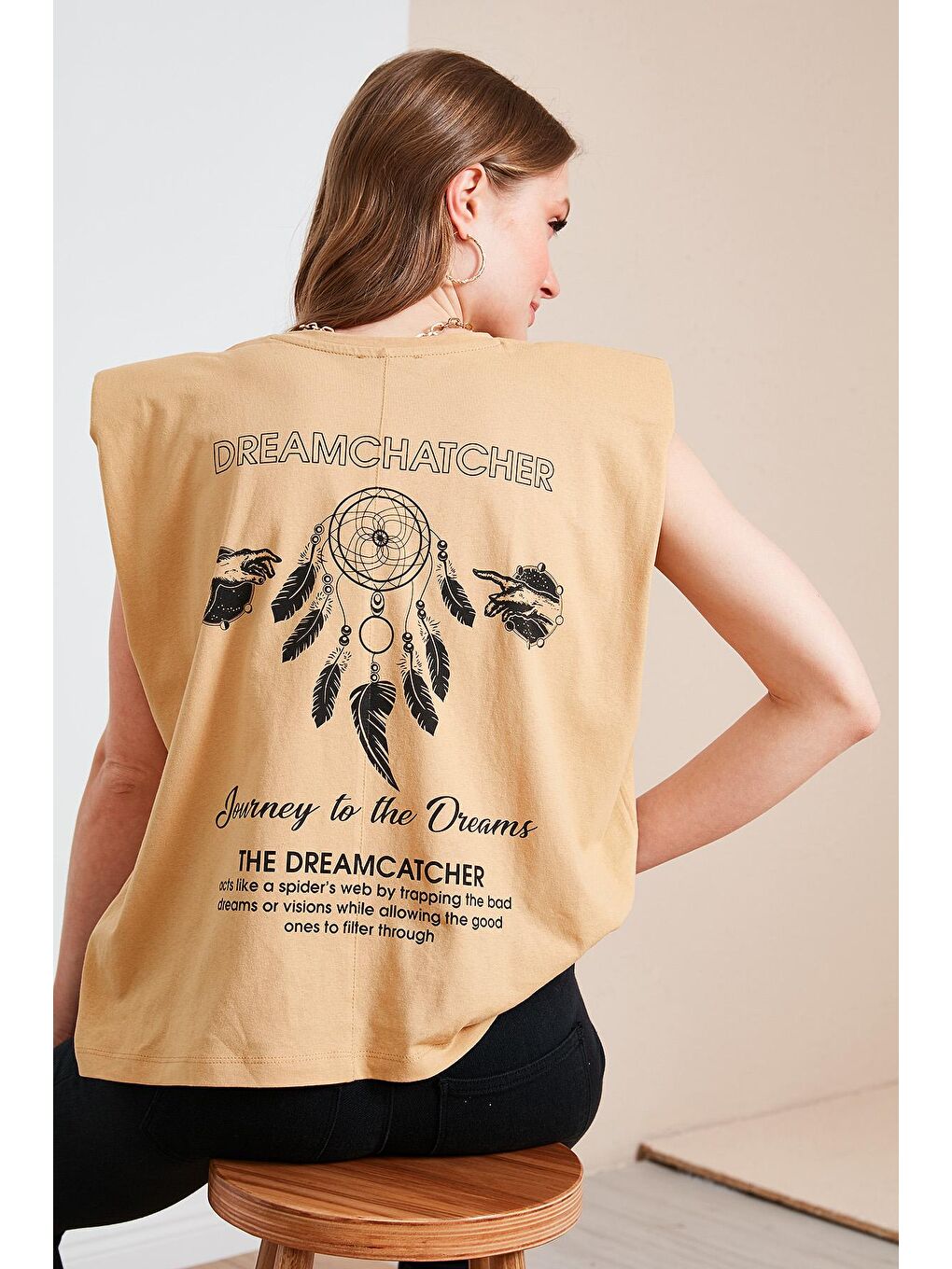 Sarı Baskılı Bisiklet Yaka Vatkalı % 100 Pamuk T Shirt 6001008-1